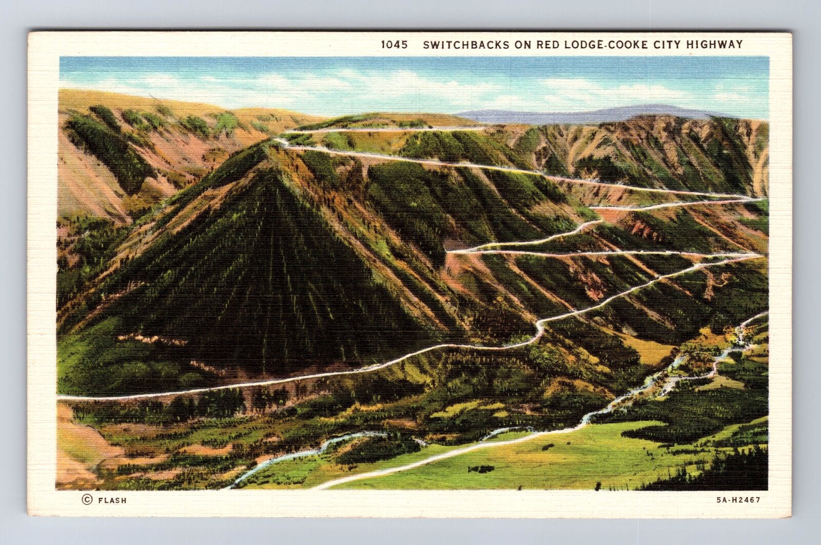 Cooke City MT-Montana, Switchbacks on Red Lodge Cooke City Hwy Vintage Postcard