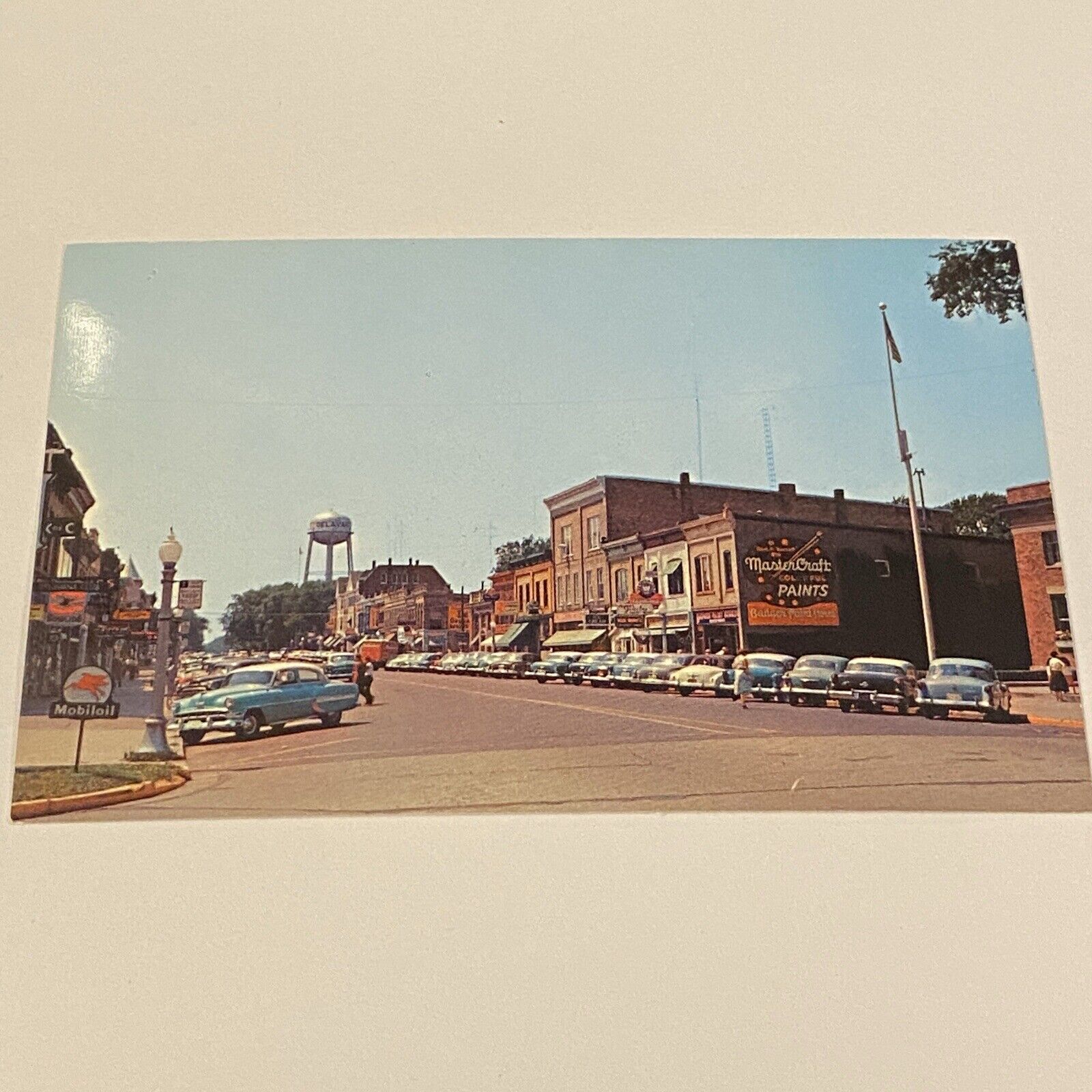 Walworth Avenue Downtown, Delevan Wisconsin Chrome Unposted VTG 1950’s  GUC