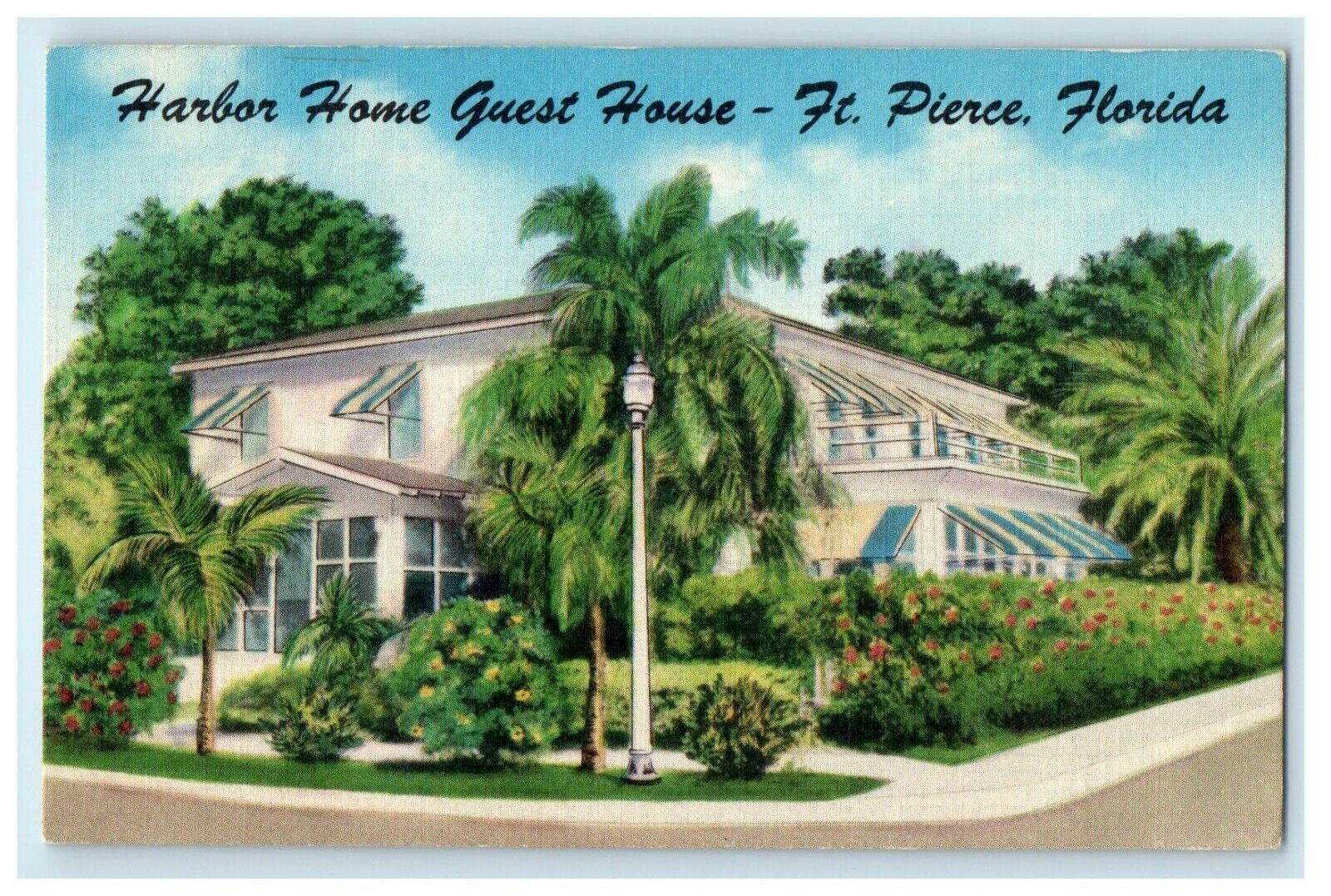 c1950\'s View Of Harbor Home Guest House FT. Pierce Florida FL Vintage Postcard