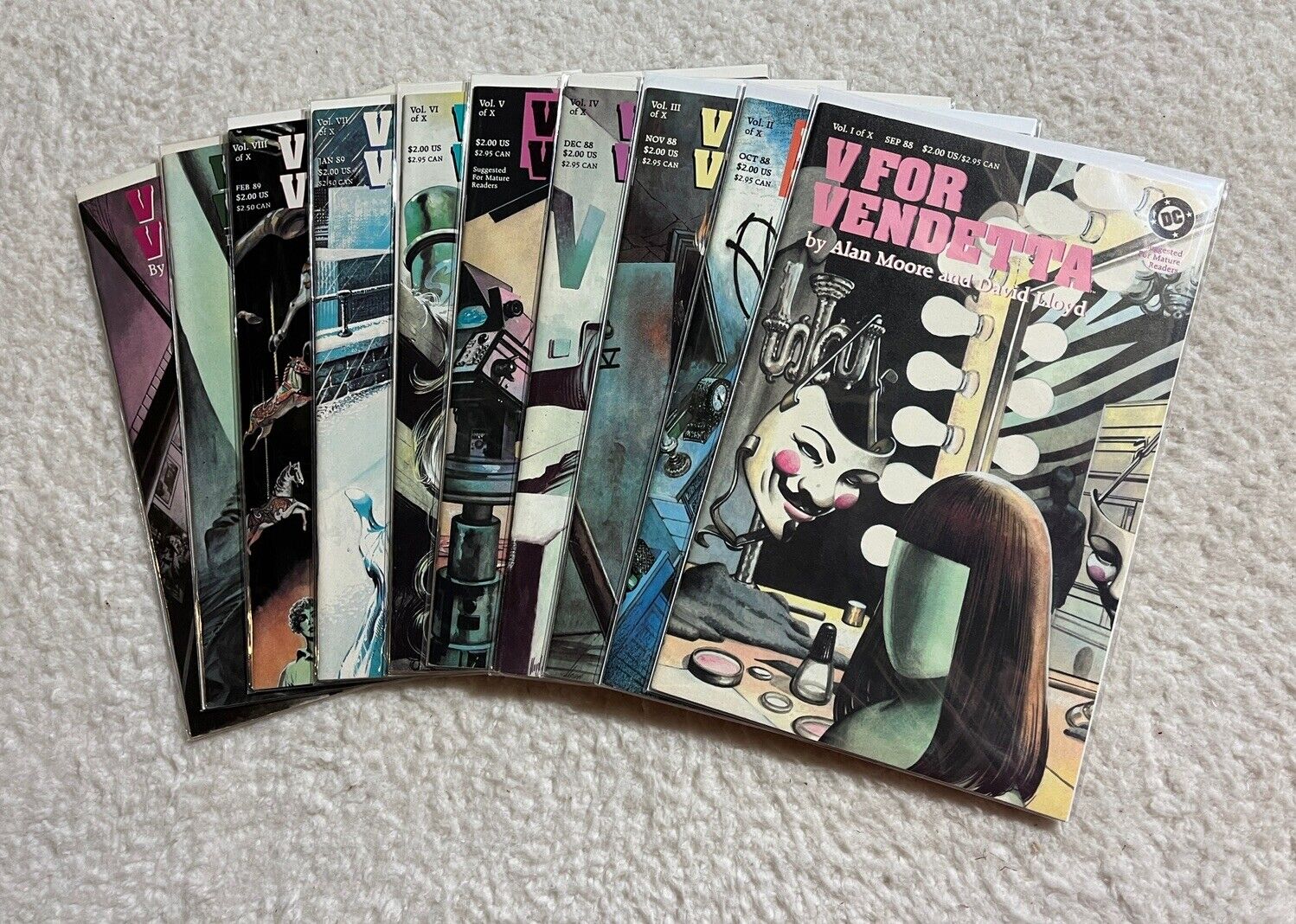 V For Vendetta #1-10 Lot DC Comics Alan Moore Complete Set 1988