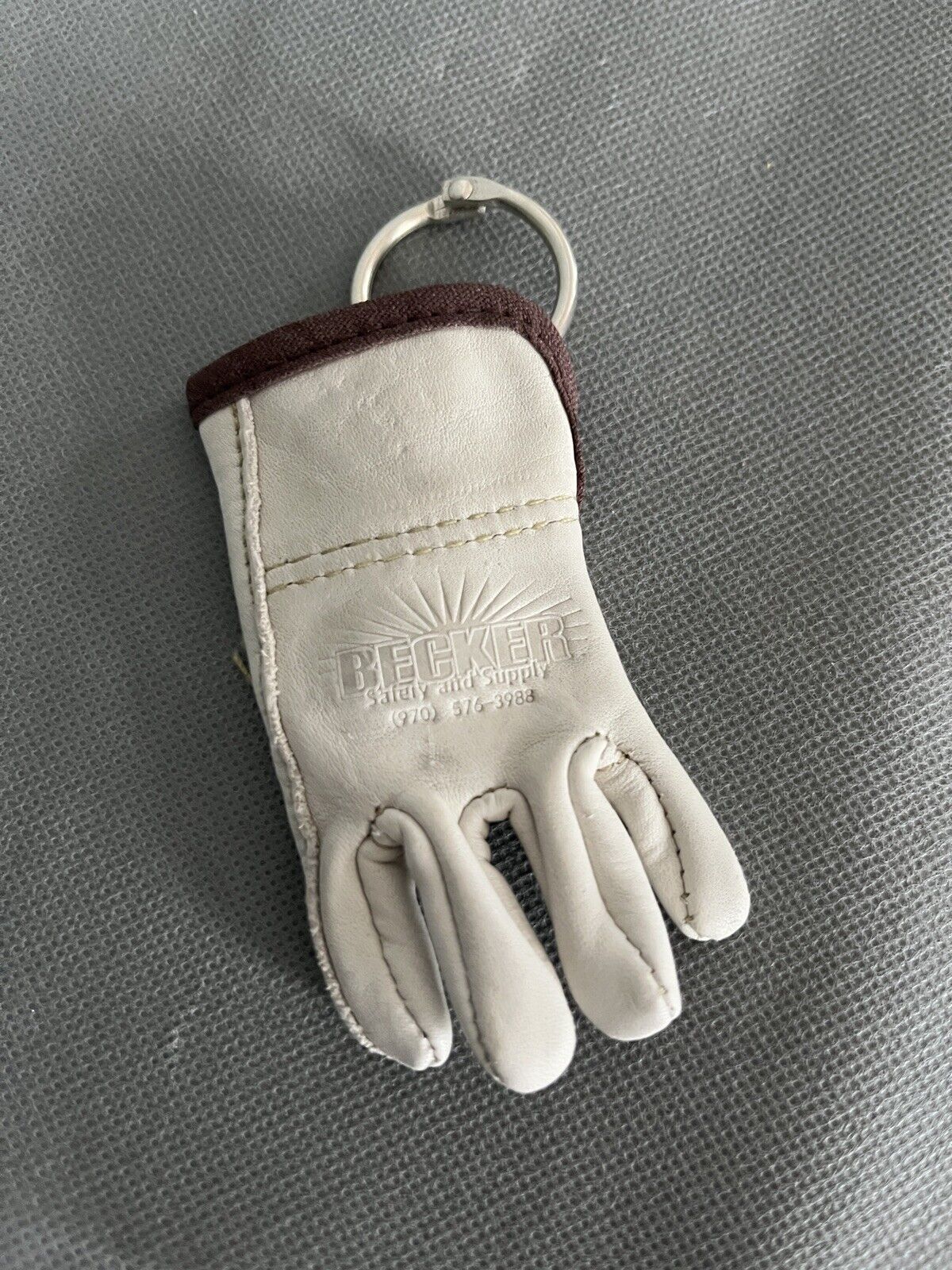 Vintage Miniature Becker Work Glove Keychain Leather