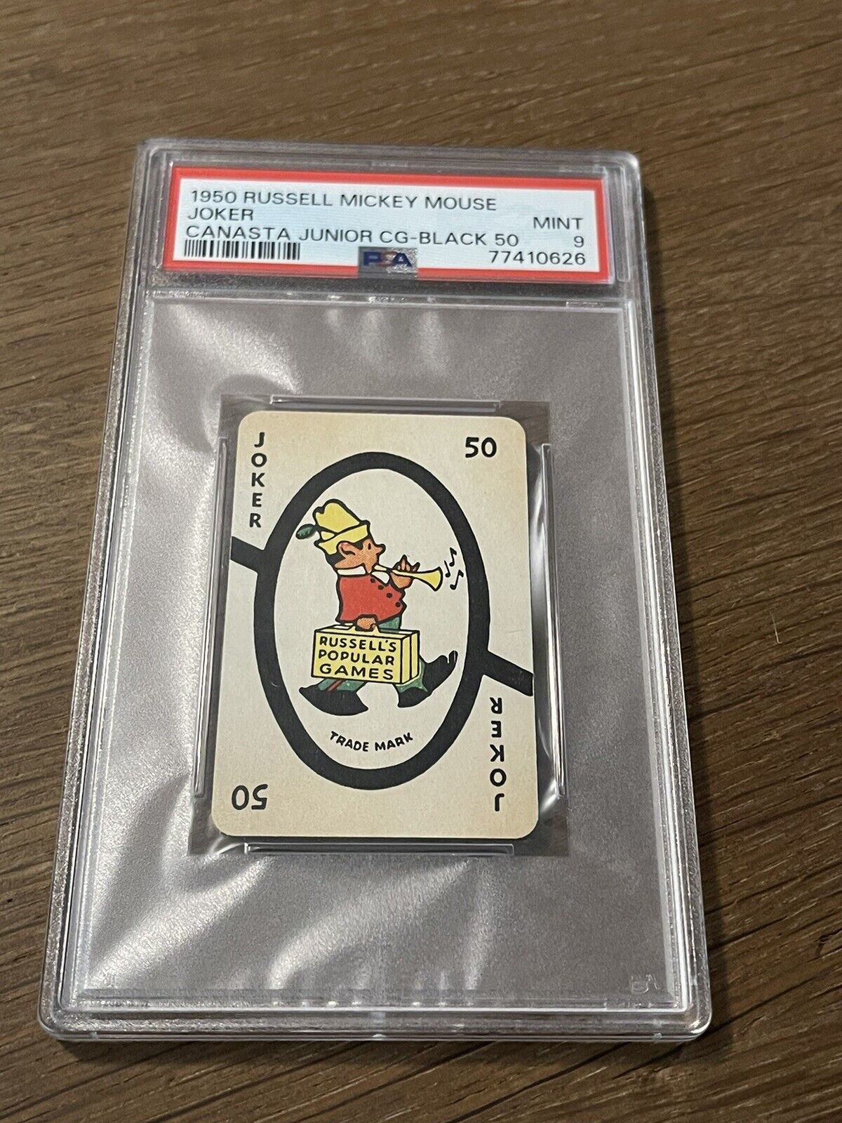 1950 WALT DISNEY PRODUCTIONS WDP MICKEY MOUSE CARD GAME “JOKER” PLAYING CARD