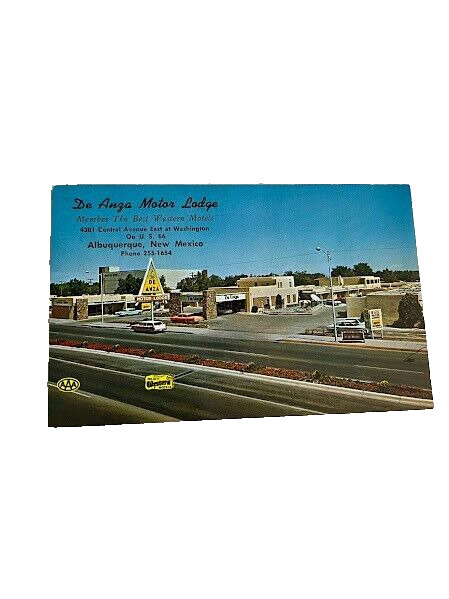 Albuquerque, NM New Mexico 1966 Postcard, De Anza Motor Lodge Motel, Highway 66