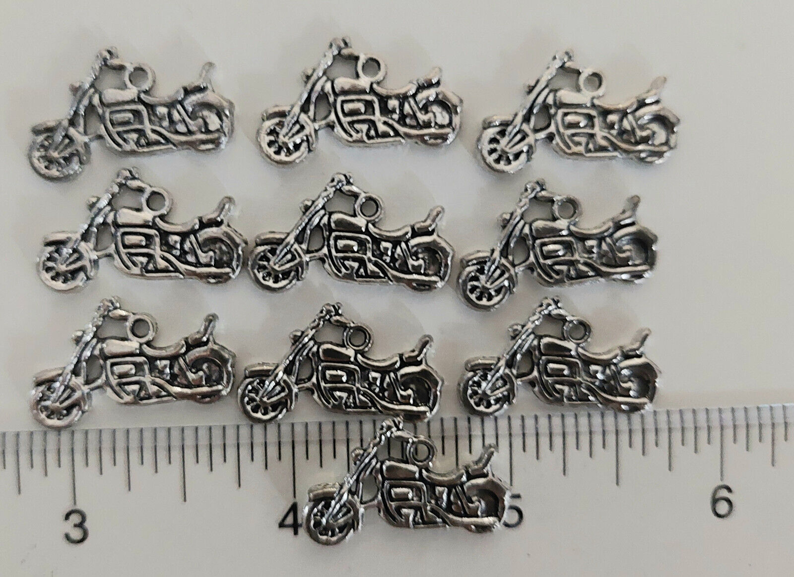 Lot of 10 Antiqued Silver Harley Davidson Motorcycle Charms New