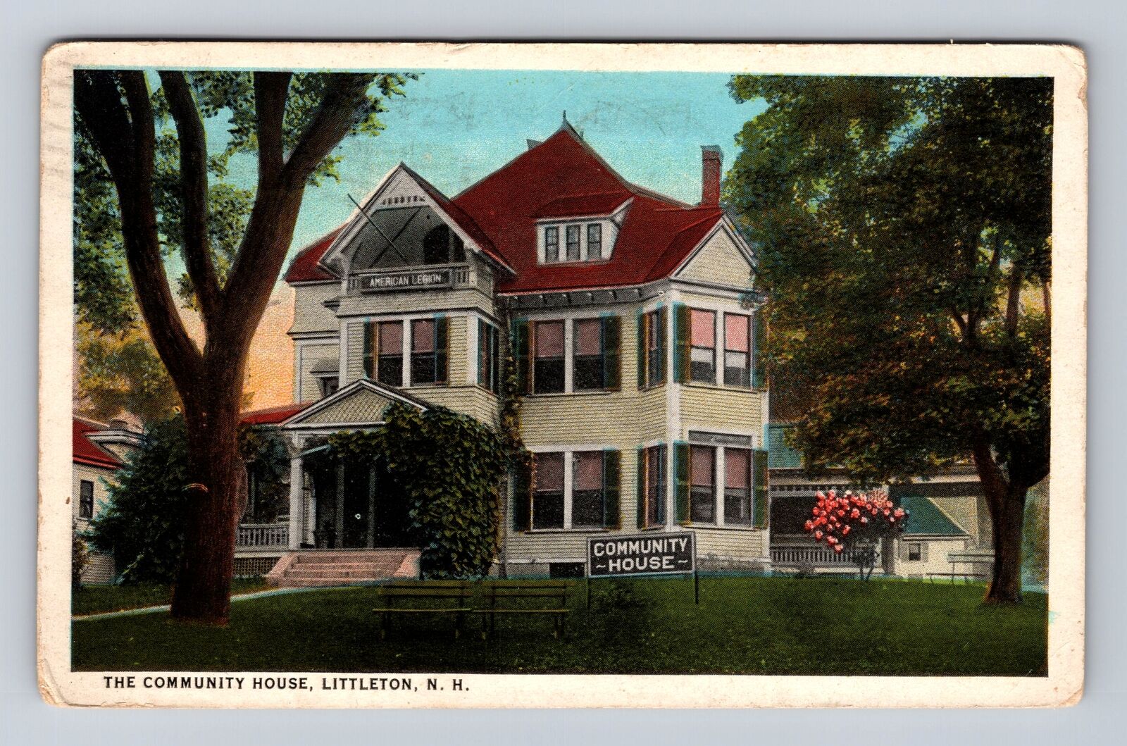 Littleton NH-New Hampshire, Community House, Antique, Vintage c1925 Postcard