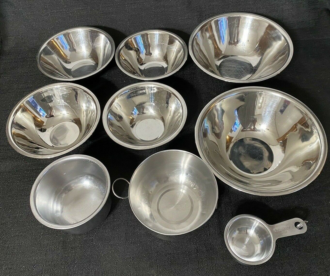 Set of 8 Vintage Stainless Steel Nesting Mixing Bowls