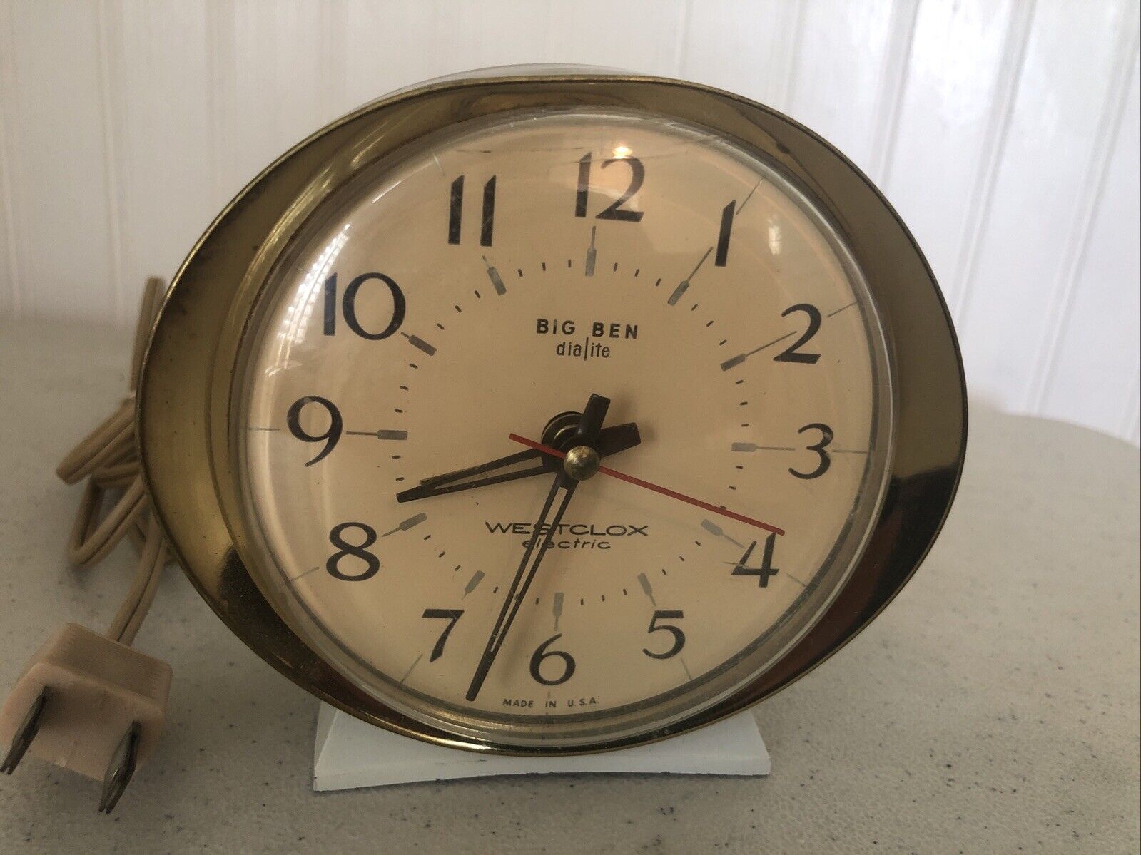 Westclox Big Ben Corded Electric Dialite White / Gold Trim Alarm Clock Tested