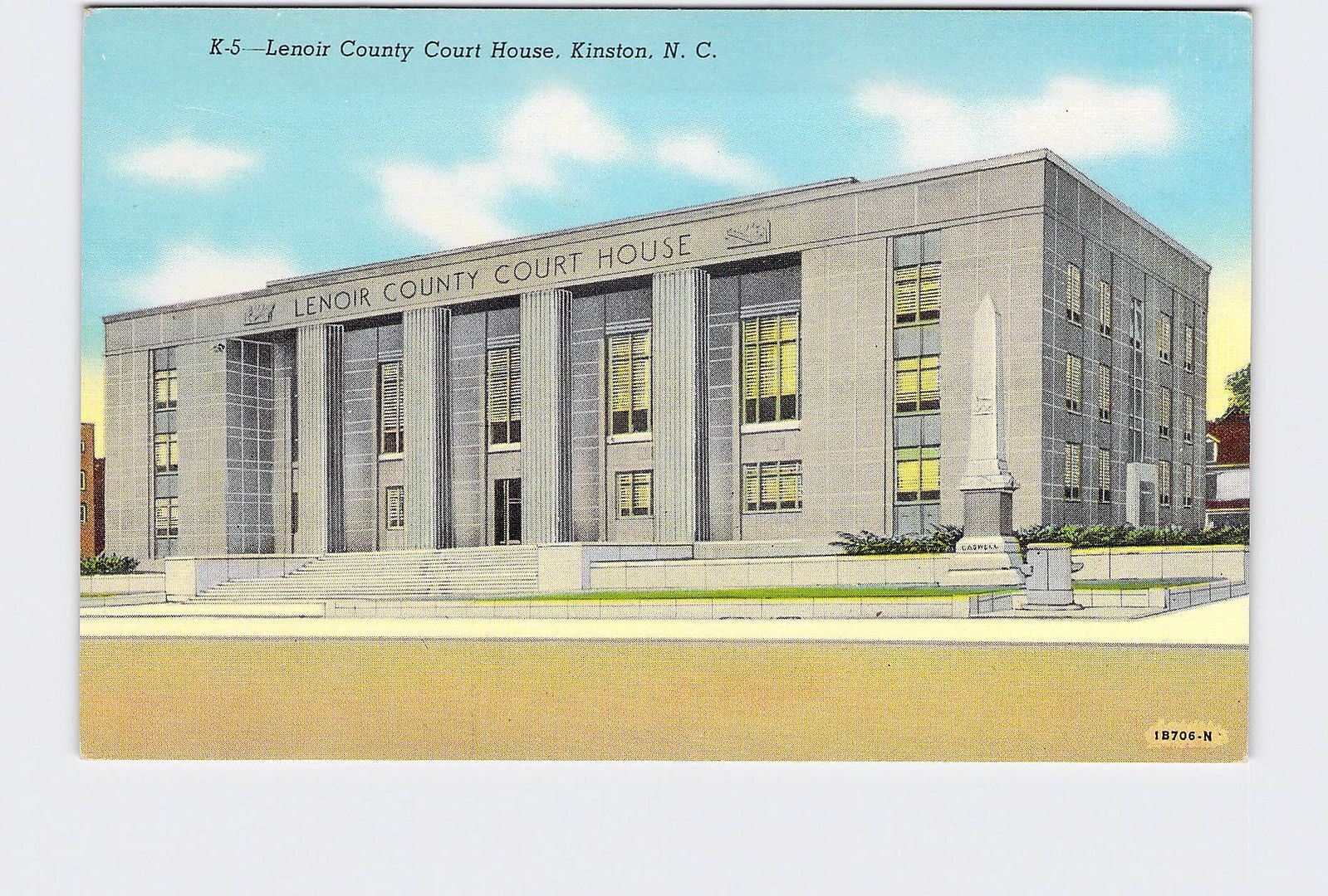 PPC Postcard NC North Carolina Kinston Lenoir County Court House Street View