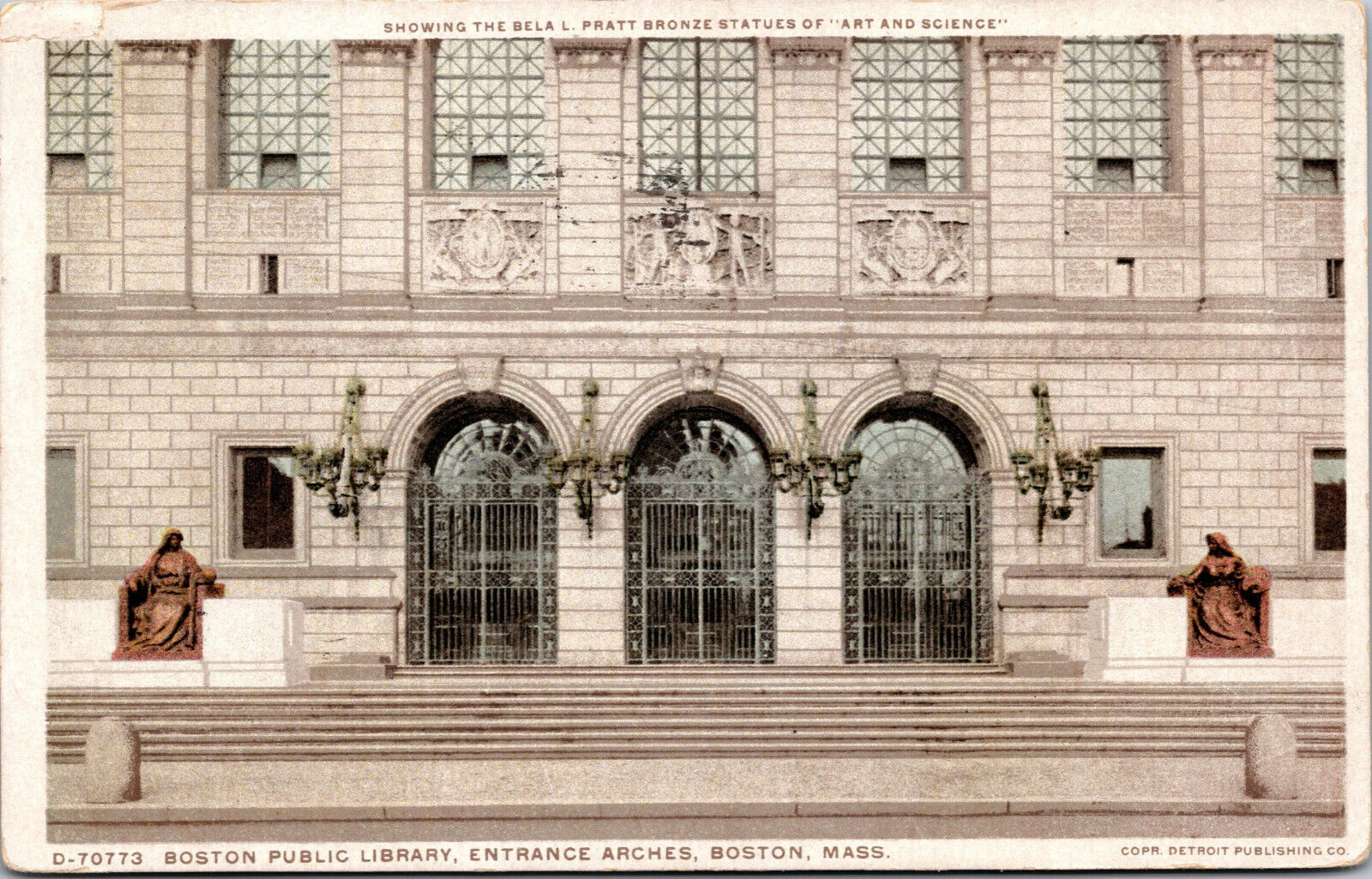 Vtg 1920s Boston Public Library Entrance Arches Boston Massachusetts MA Postcard