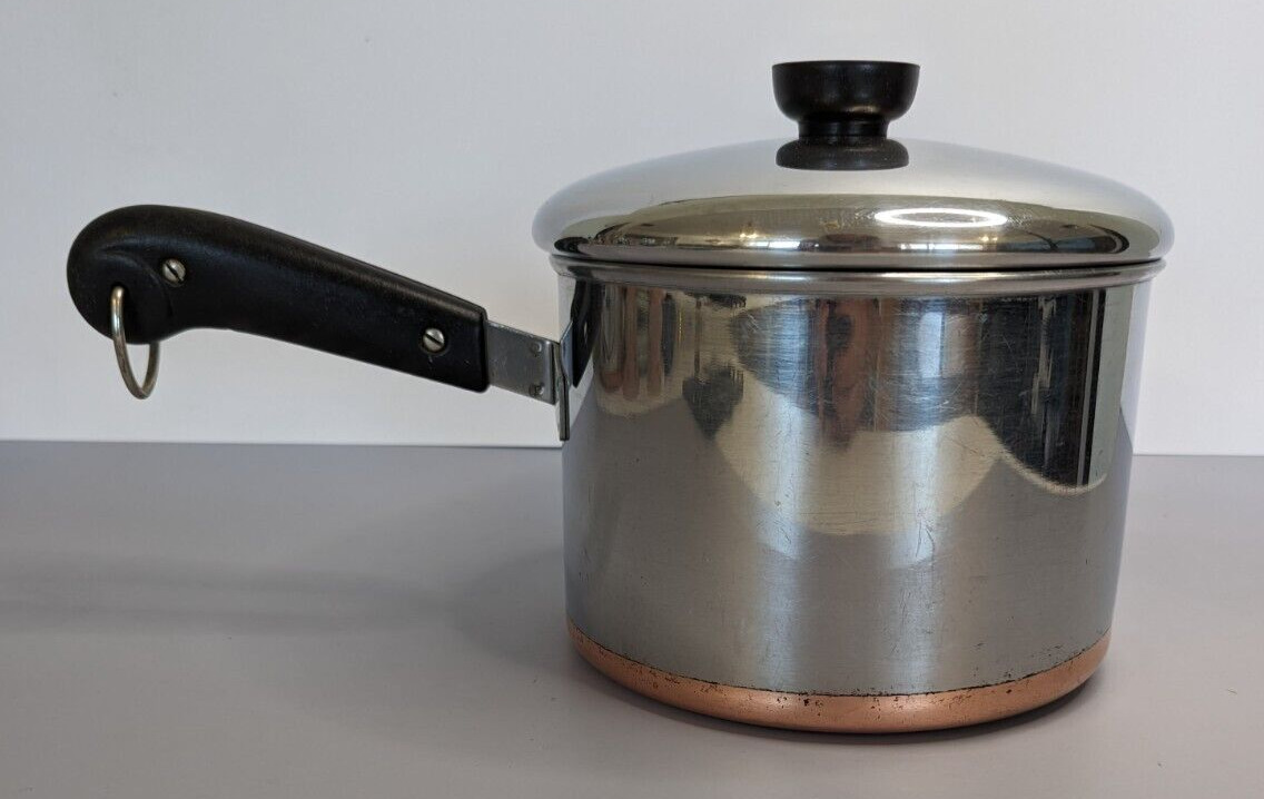Vintage Revere Ware 3qt Saucepan/Pot w/Lid Copper Bottom USA #1