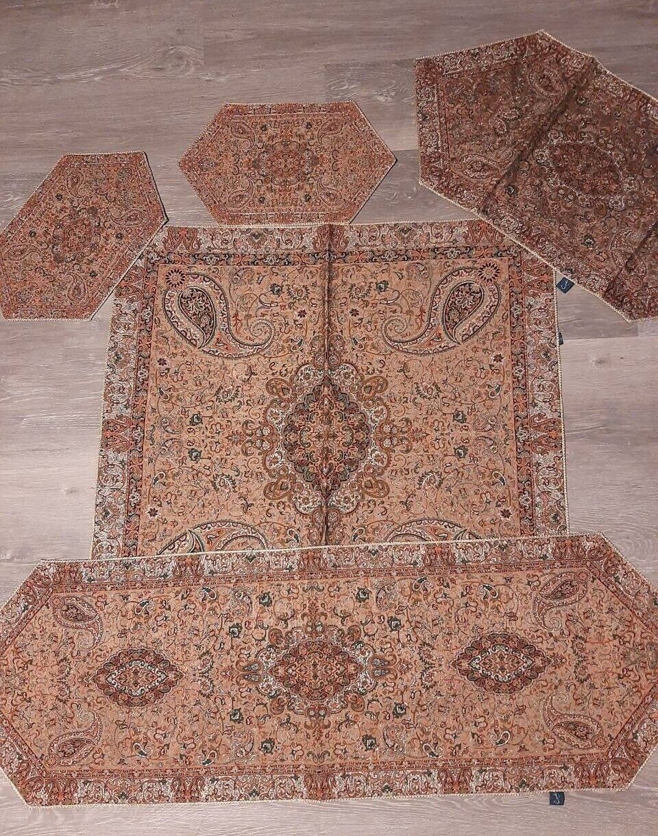 Persian Termeh Silk Traditional Tablecloth, 5 PCs Set