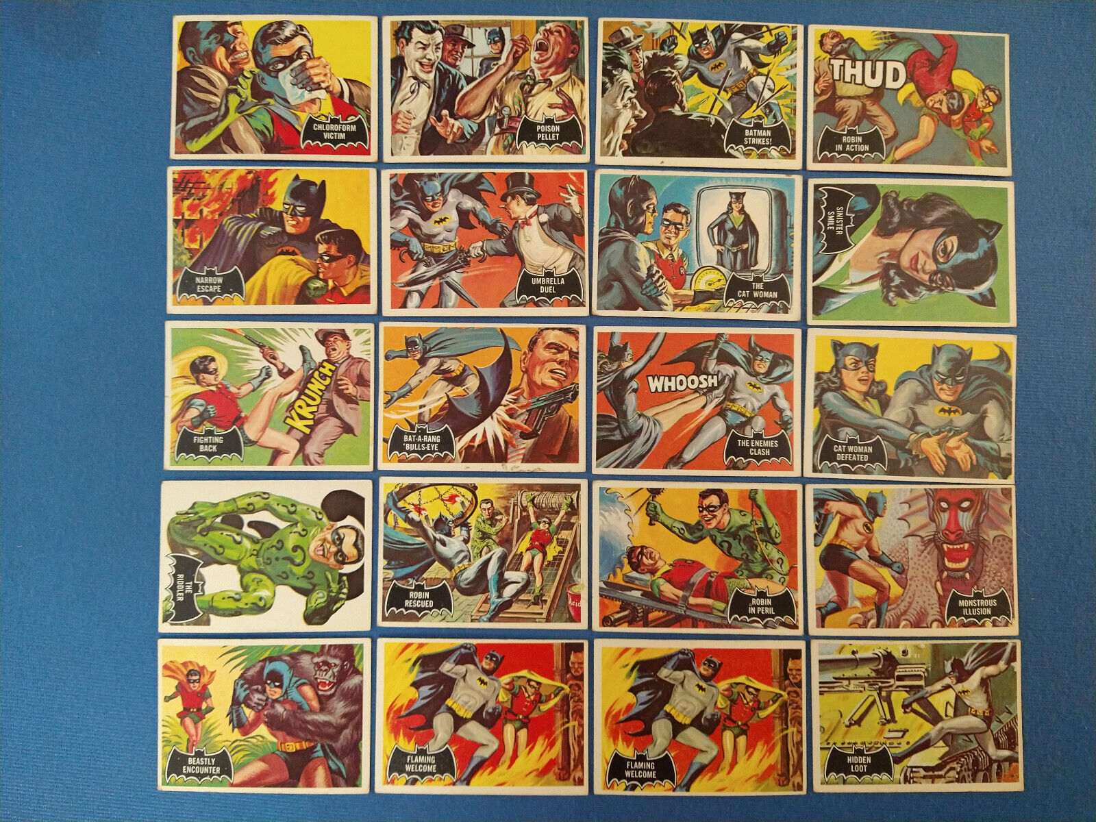 Pick any 4 - 1966 BATMAN (BLACK BAT) Topps Trading Cards (6 - Excellent to Mint)