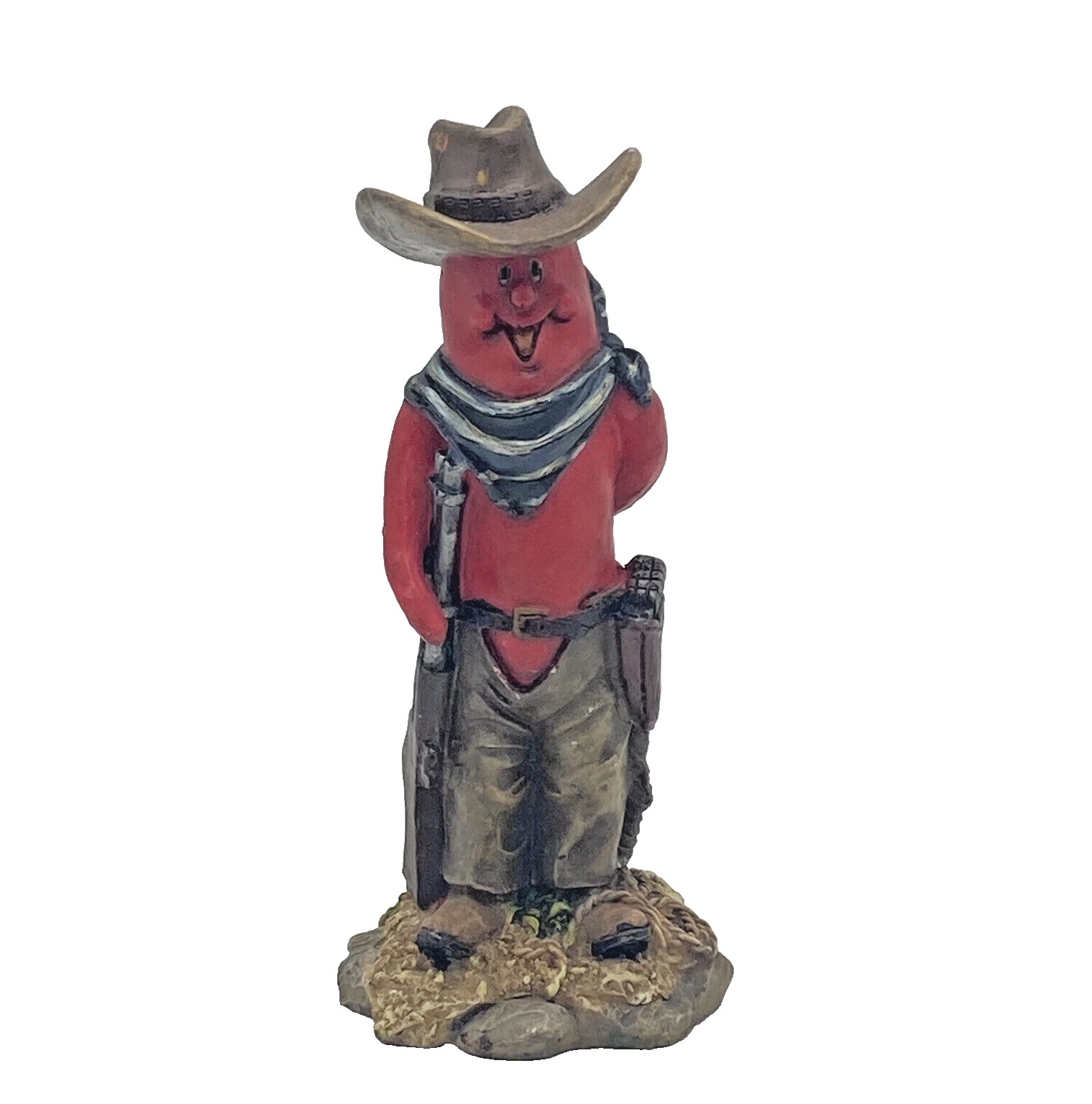 Polystone South Western Happy Cowboy Chile Pepper 6” Figurine Decor Shotgun Hat