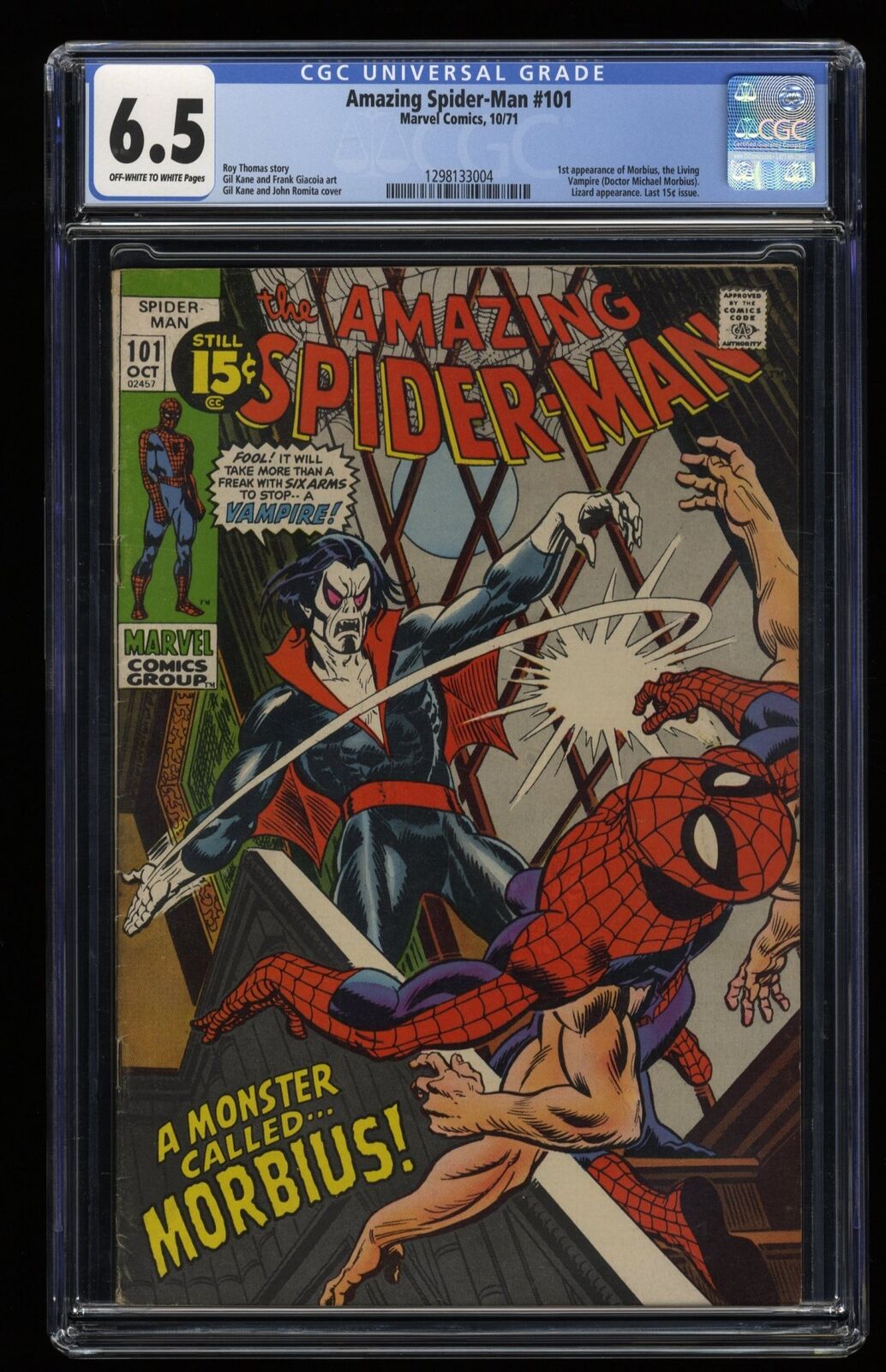 Amazing Spider-Man #101 CGC FN+ 6.5 1st Full Appearance of Morbius Marvel 1971