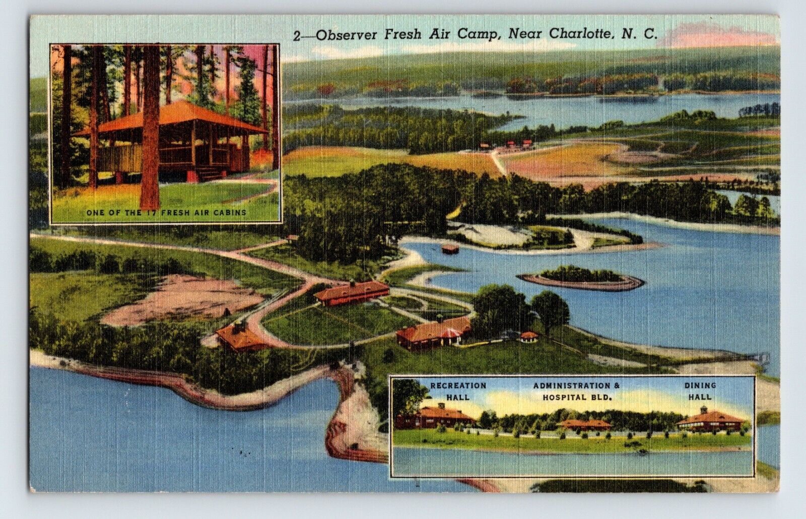 Postcard North Carolina Charlotte NC Observer Fresh Air Camp 1940s Unposted