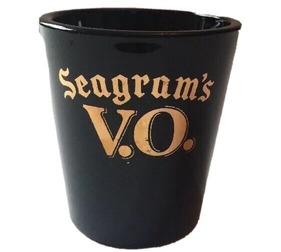 Seagrams VO Shotglass Black Glass  Gold Letters 2.2