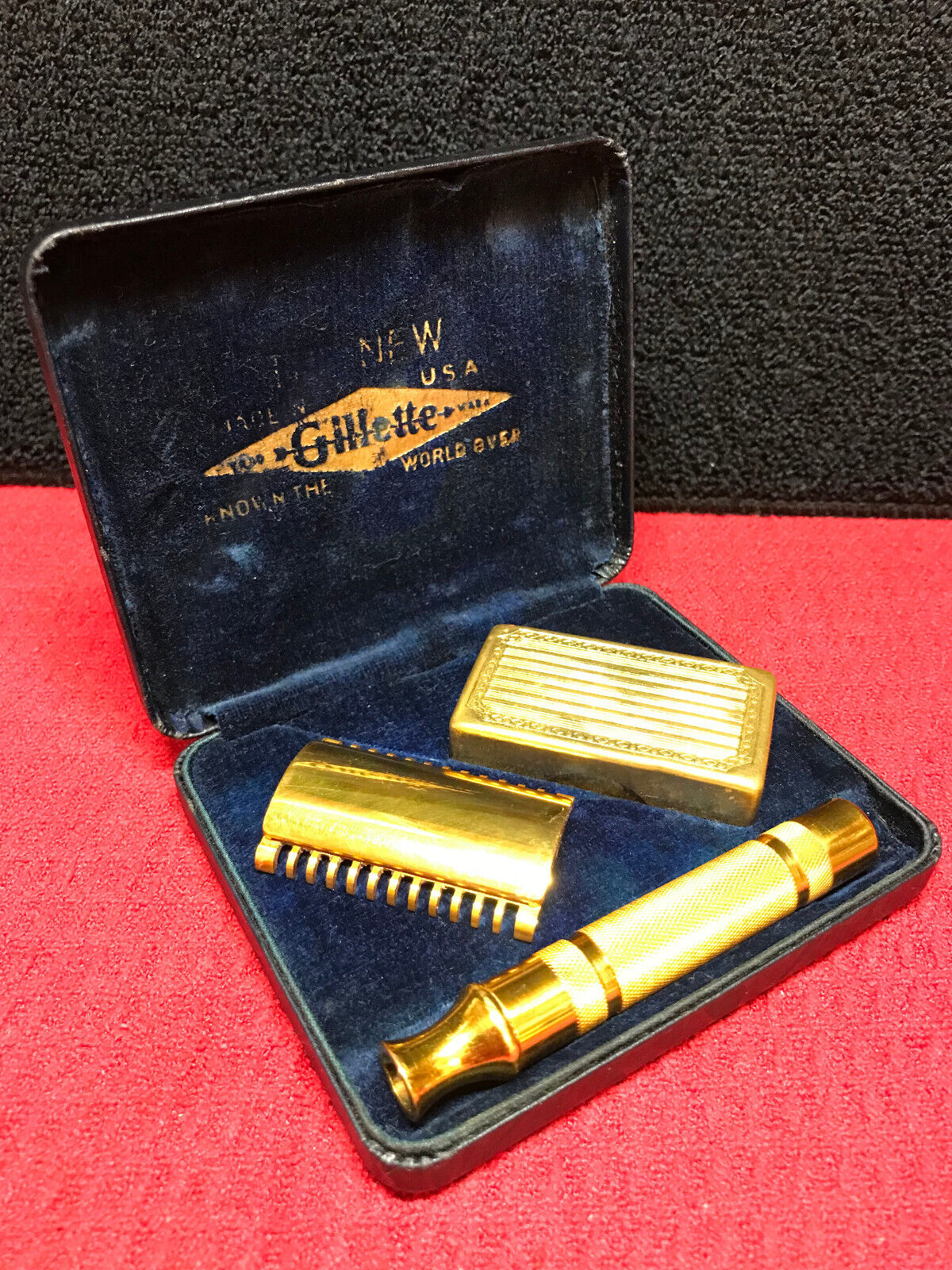 1930\'s Gillette Regent Safety Razor Set with Bar Handle - Beautiful Condition