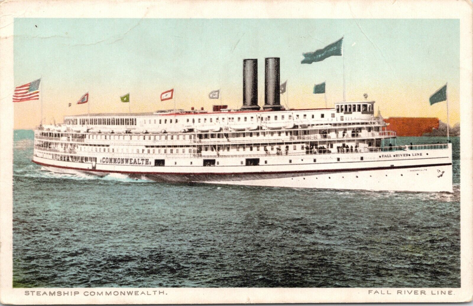 C.1920s Steamship COMMONWEALTH Fall River Line Ship Postcard 829