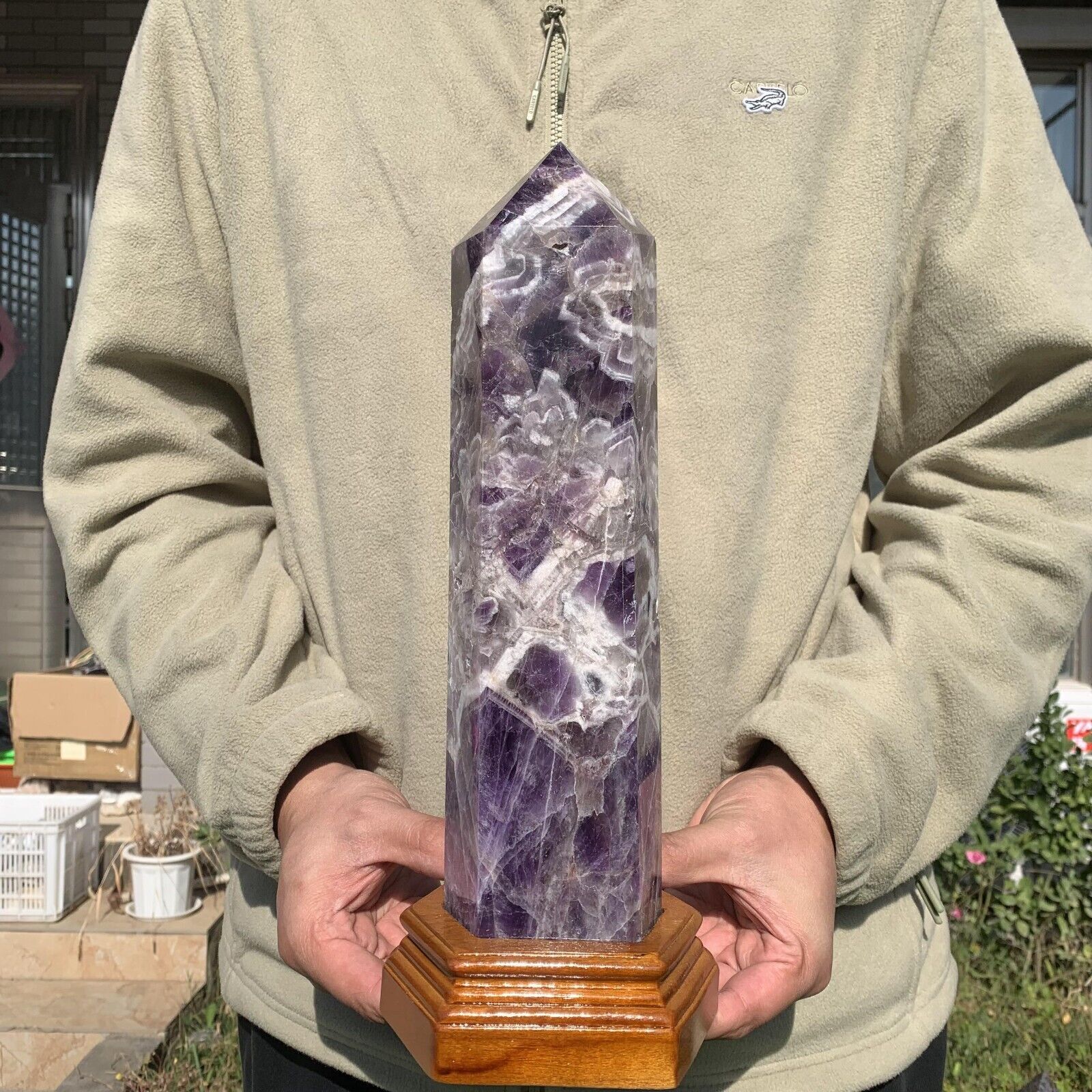 7.16lb Large Natural Dream Amethyst Tower Point Obelisk Mineral Crystal Healing