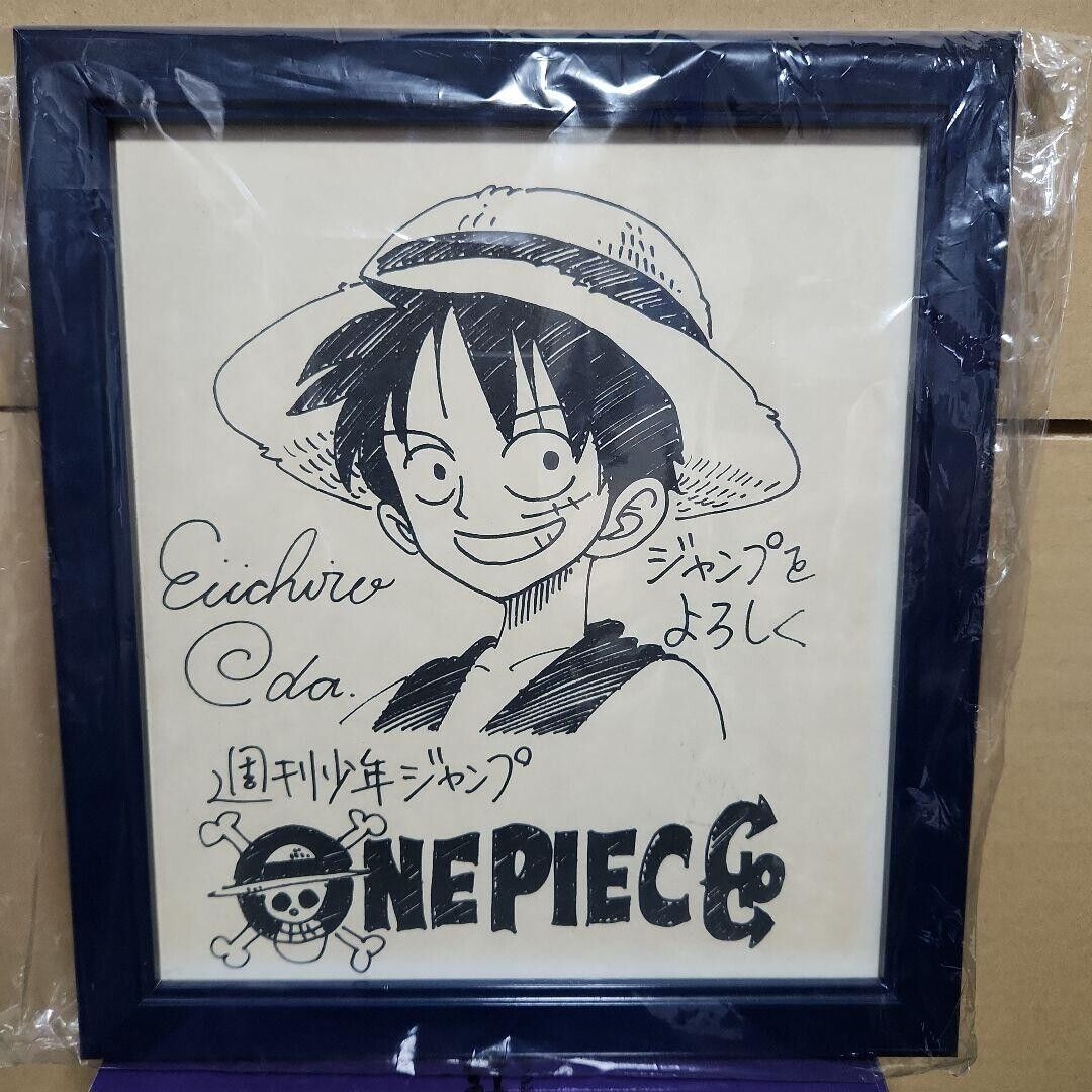ONE PIECE Luffy Eiichiro Oda autographed Shikishi Weekly Shonen Jump limited