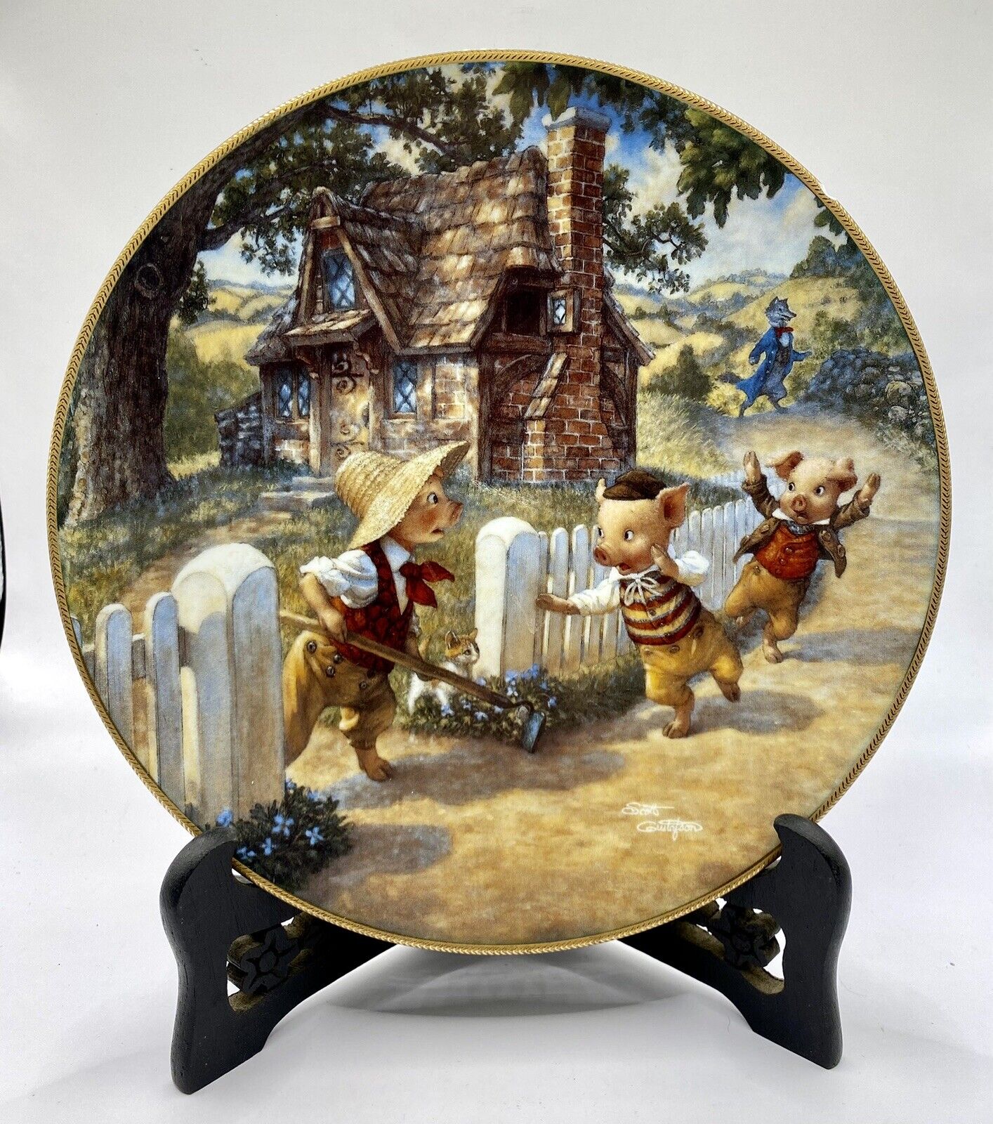 1991 Knowles Rare Collector Plate The Three Little Pigs - Classic Fairy Tales