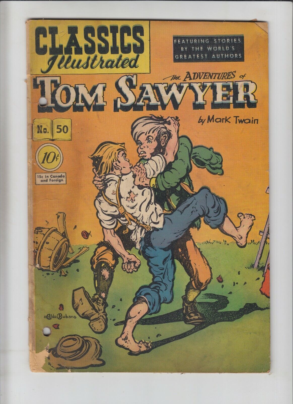 Classics Illustrated #50 Adventures of Tom Sawyer  1st - blue yellow error cover