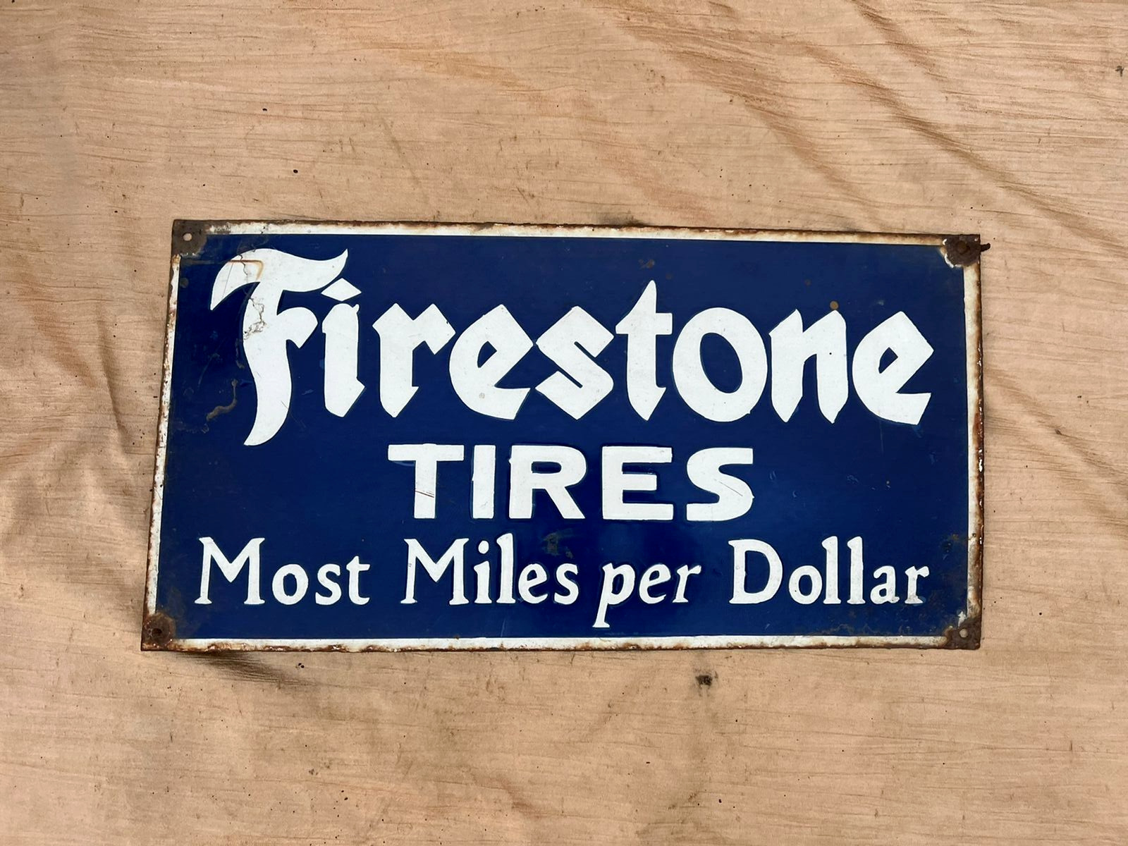 Porcelain Firestone Tires Enamel Sign Size 20.5x10.5 Inches