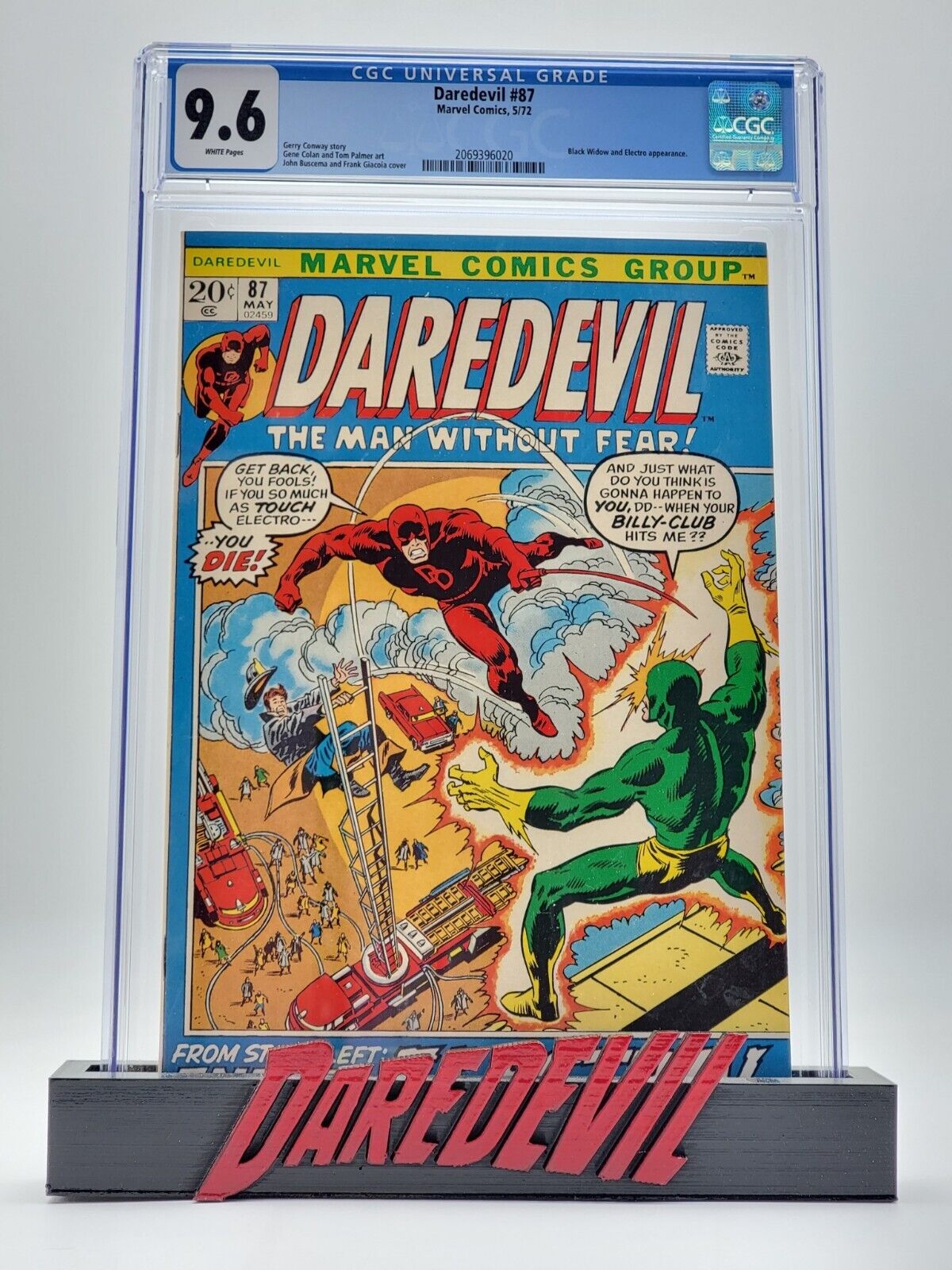 Daredevil #87 Comic Book 1972 CGC 9.6 White Pages Black Widow and Electro App
