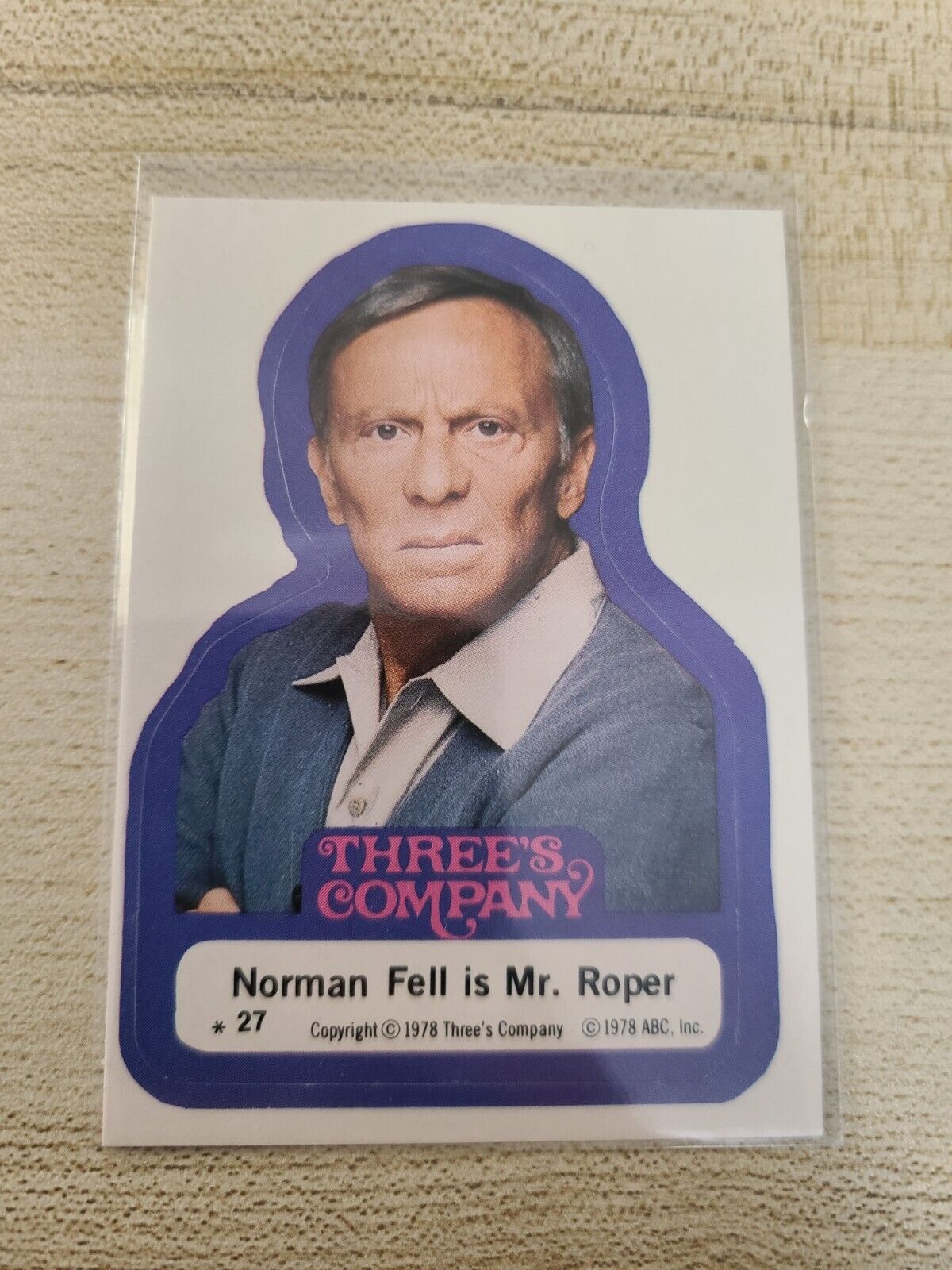 1978 Topps Norman Fell Stanley Roper Sticker