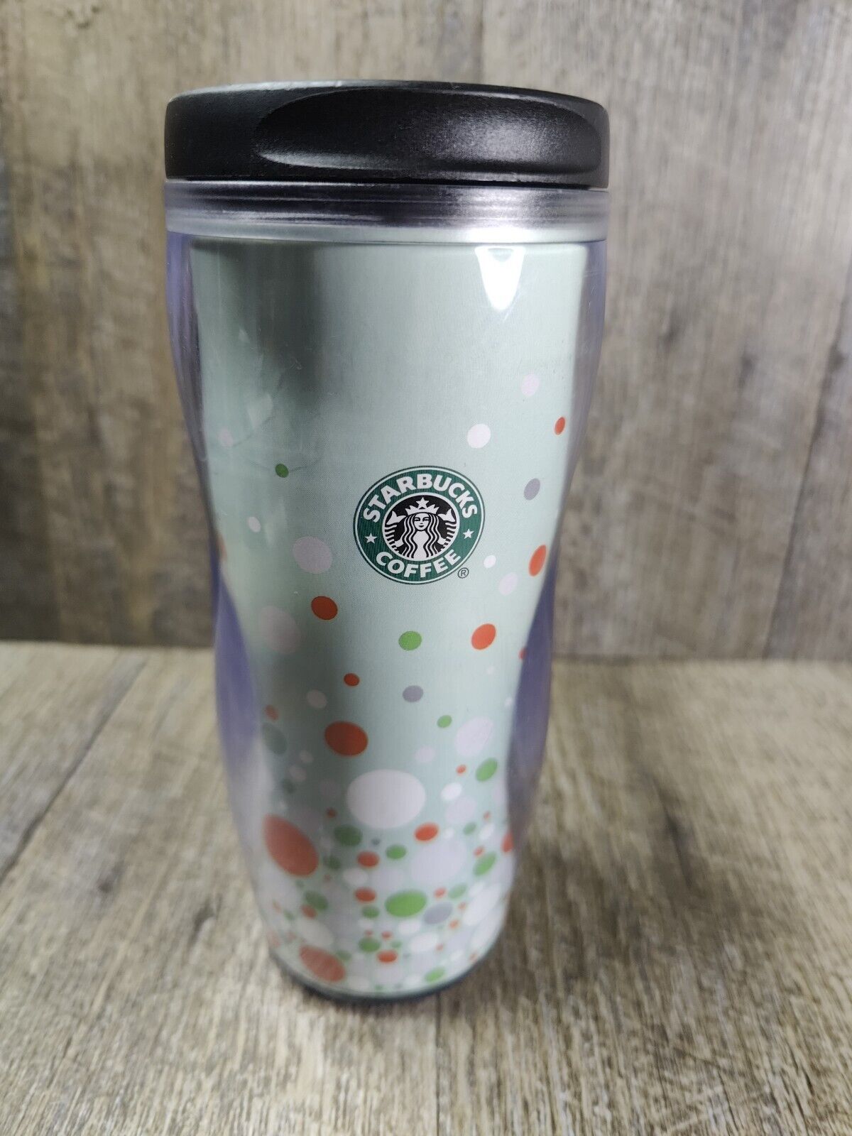 Starbucks Barista Coffee Travel 12oz Tumbler Christmas dots Curvy 3D Design 2003