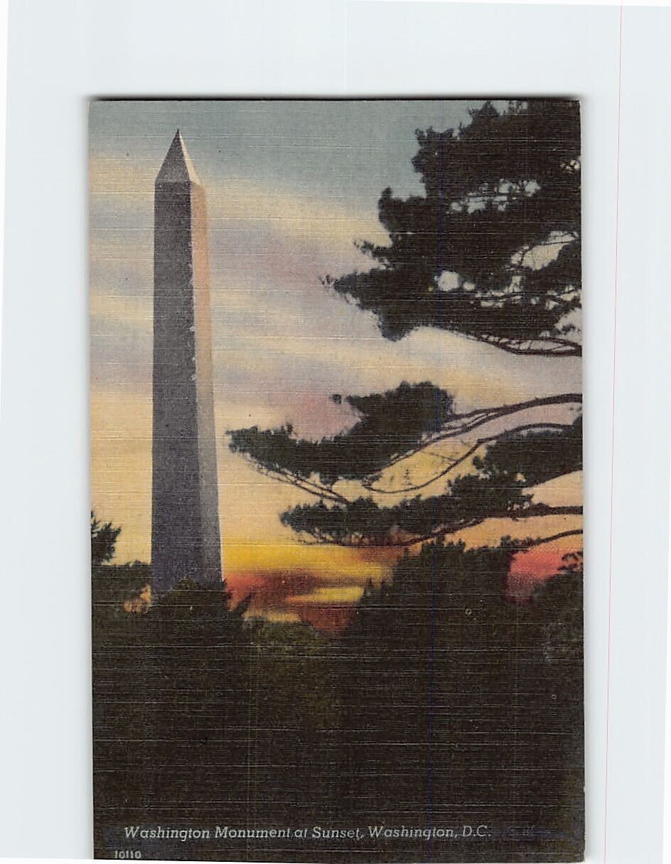 Postcard Washington Monument at Sunset Washington DC USA