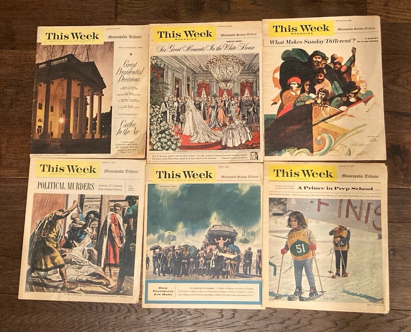 c1960s LOT OF (6) Minneapolis Tribune This Week Magazines Politics Vintage Vtg