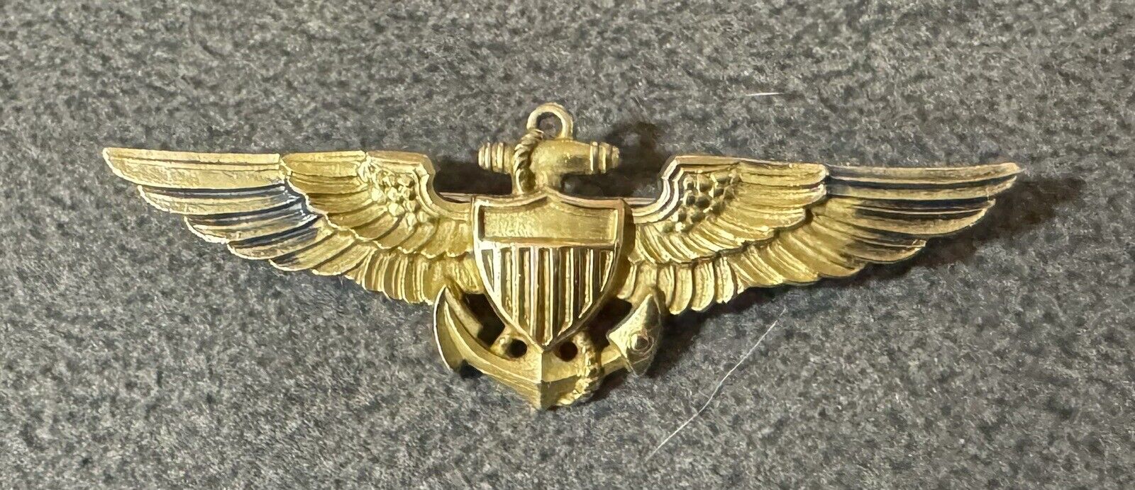 WWII NAVAL AVIATOR 10K GOLD FILLED 2” WINGS signed HH
