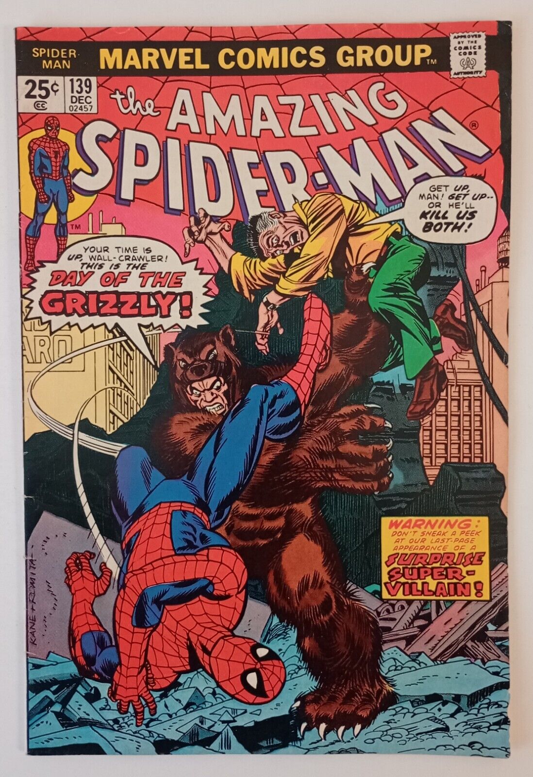 The Amazing Spider-Man #139 (1st app of The Grizzly) Bronze Age 1975 MVS Intact 