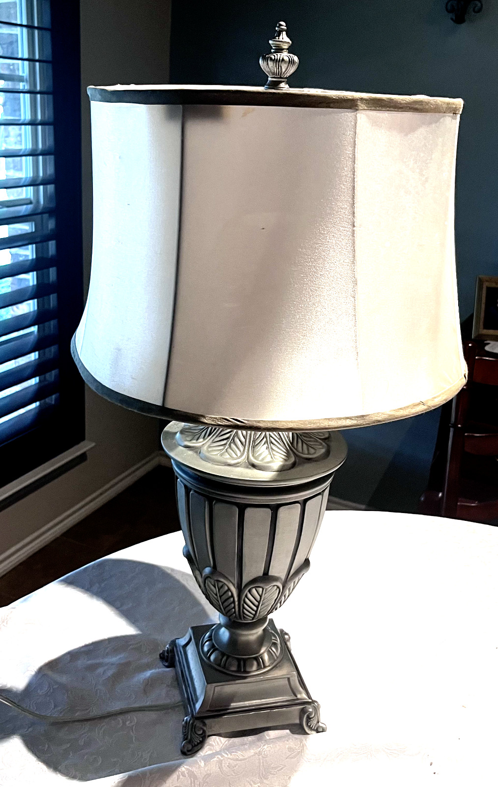 Vintage Stiffel Silver Table Lamp w/ Original Shade 28\