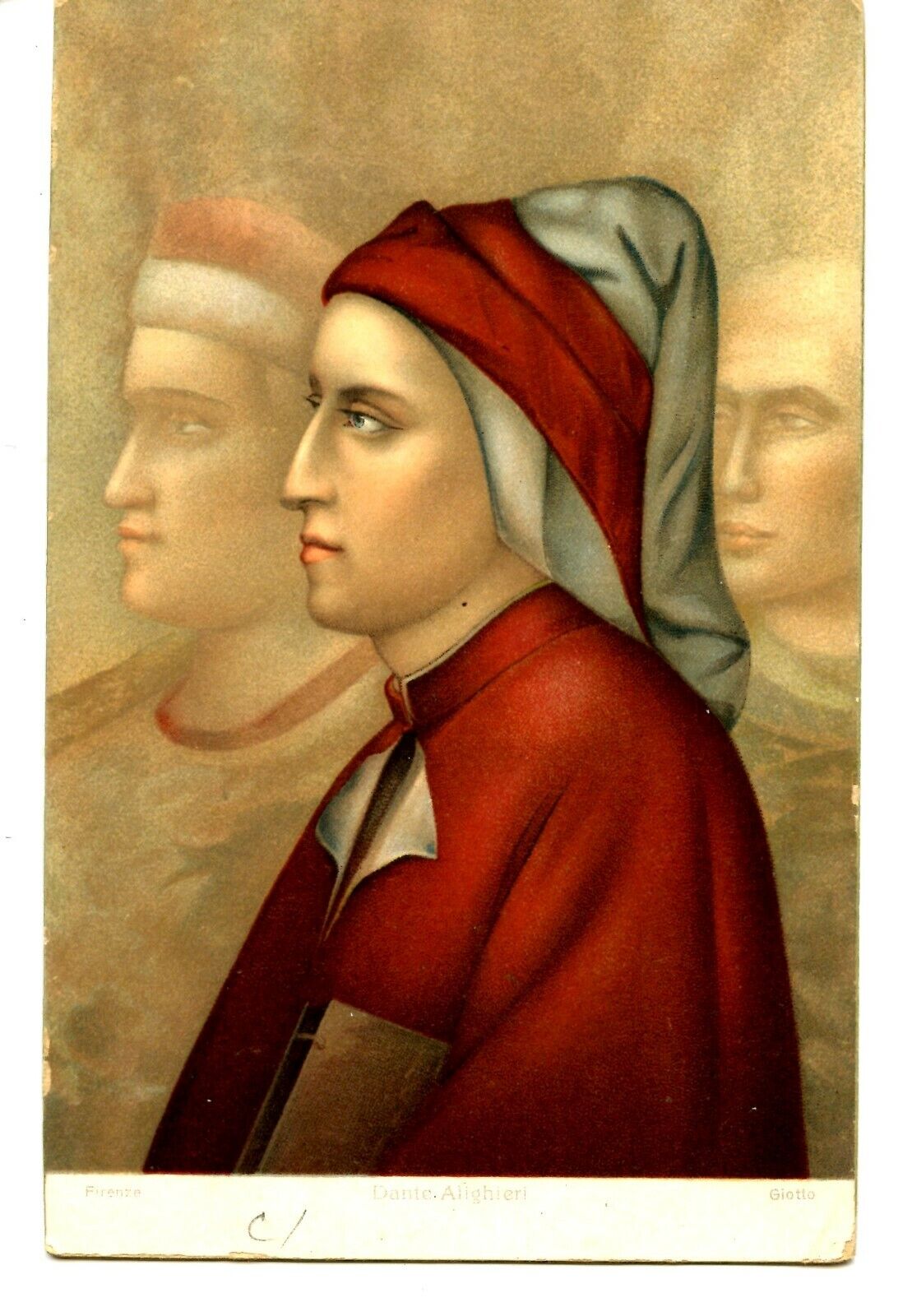 Dante Alighieri Italian Poet-Giotto Artwork Painting-Stengel Vintage Postcard