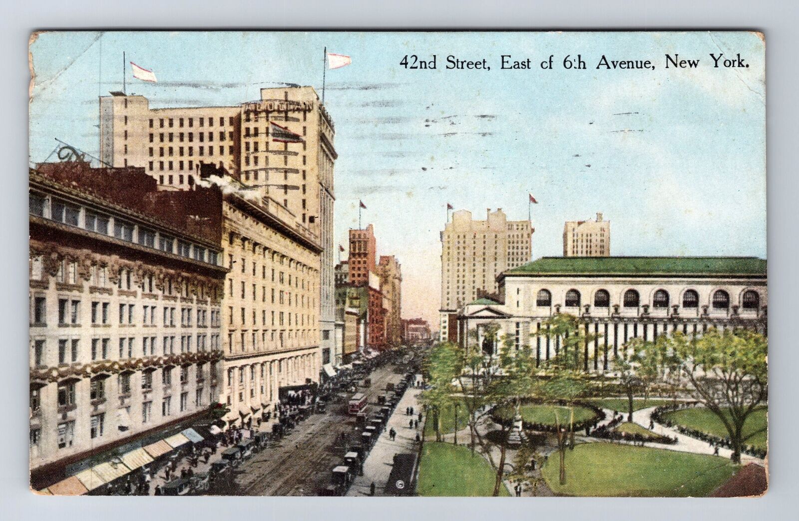 New York City NY, 42nd Street, East Of 6th, Vintage c1915 Souvenir Postcard