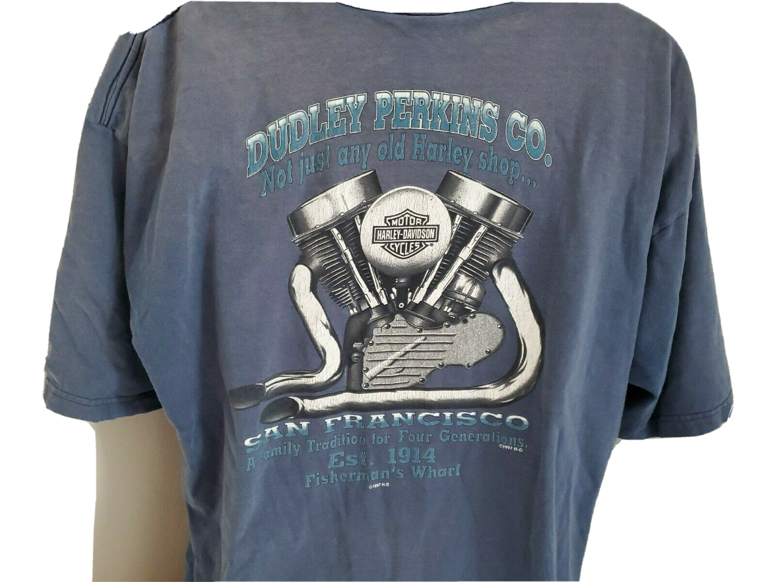 1997 Harley Davidson Vintage Dudley Perkins San Fran Fisherman’s Warf Blue XXL