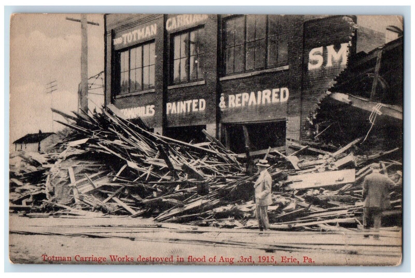 c1910\'s Totman Carriage Works Destroyed Flood Erie Pennsylvania PA Postcard