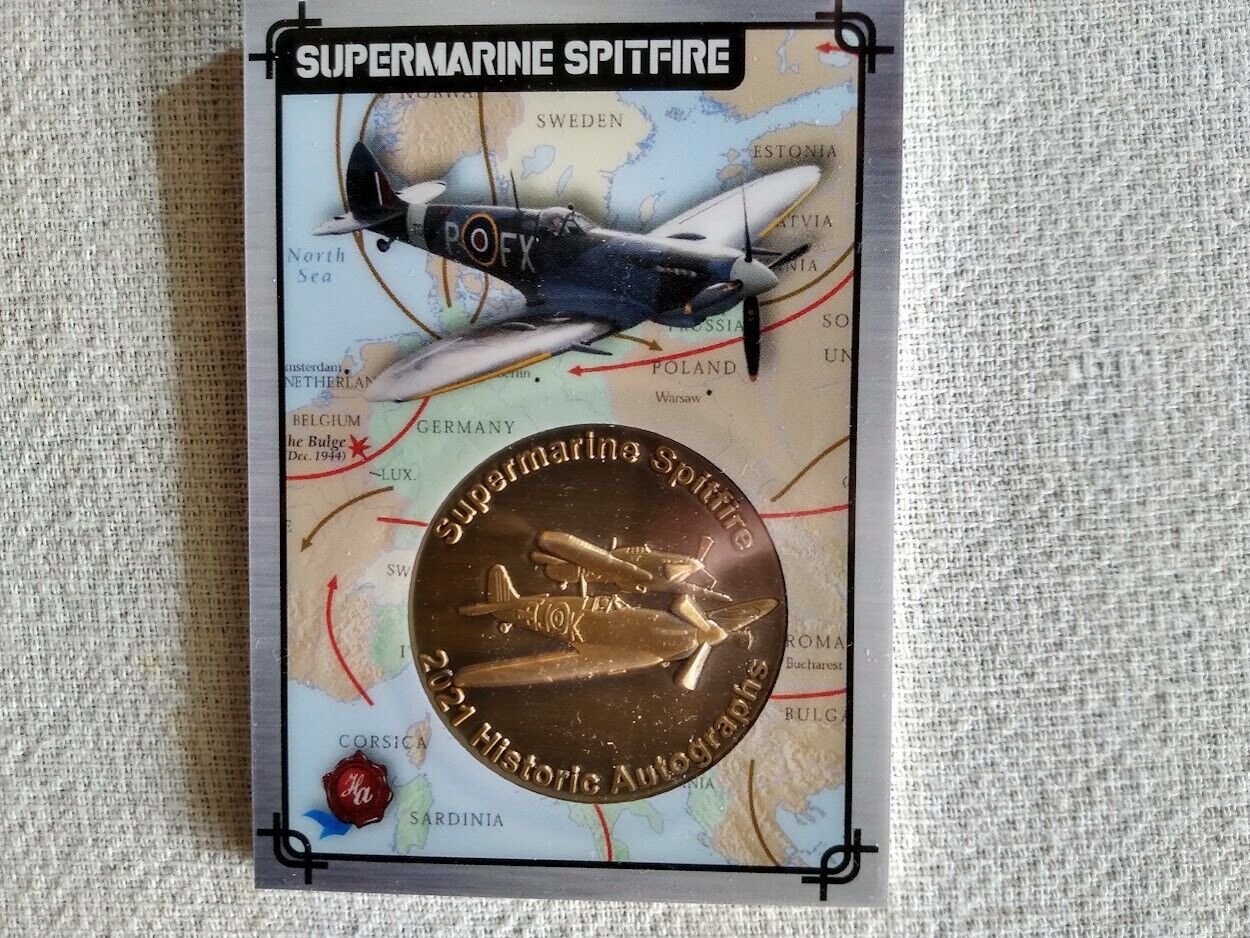 2021 historic autographs 1945 end of the war-spitfire coin card.
