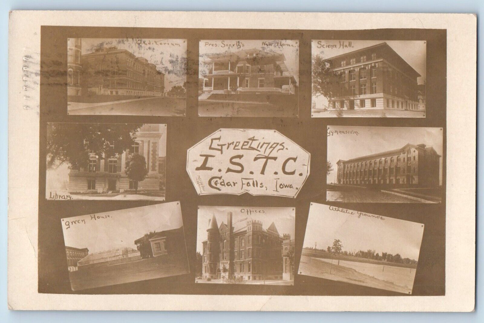 Cedar Falls Iowa IA Postcard RPPC Photo Greetings I S T C Multiview 1910 Antique