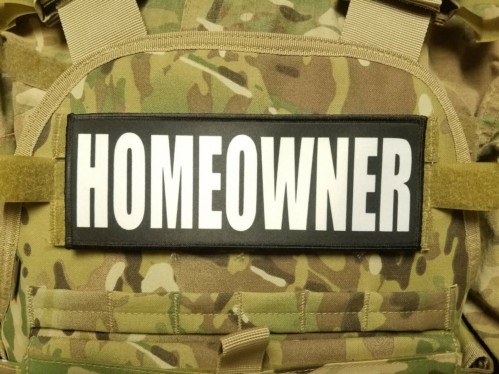 3x8 Homeowner Black White Tactical Hook Plate Carrier Placard Patch