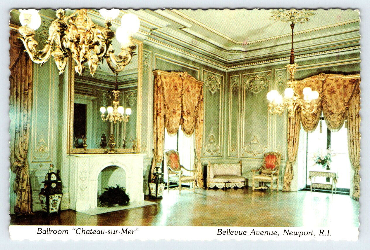 Ballroom Chateau-sur-Mer Newport Rhode Island Vintage 4x6 Postcard BRL33A