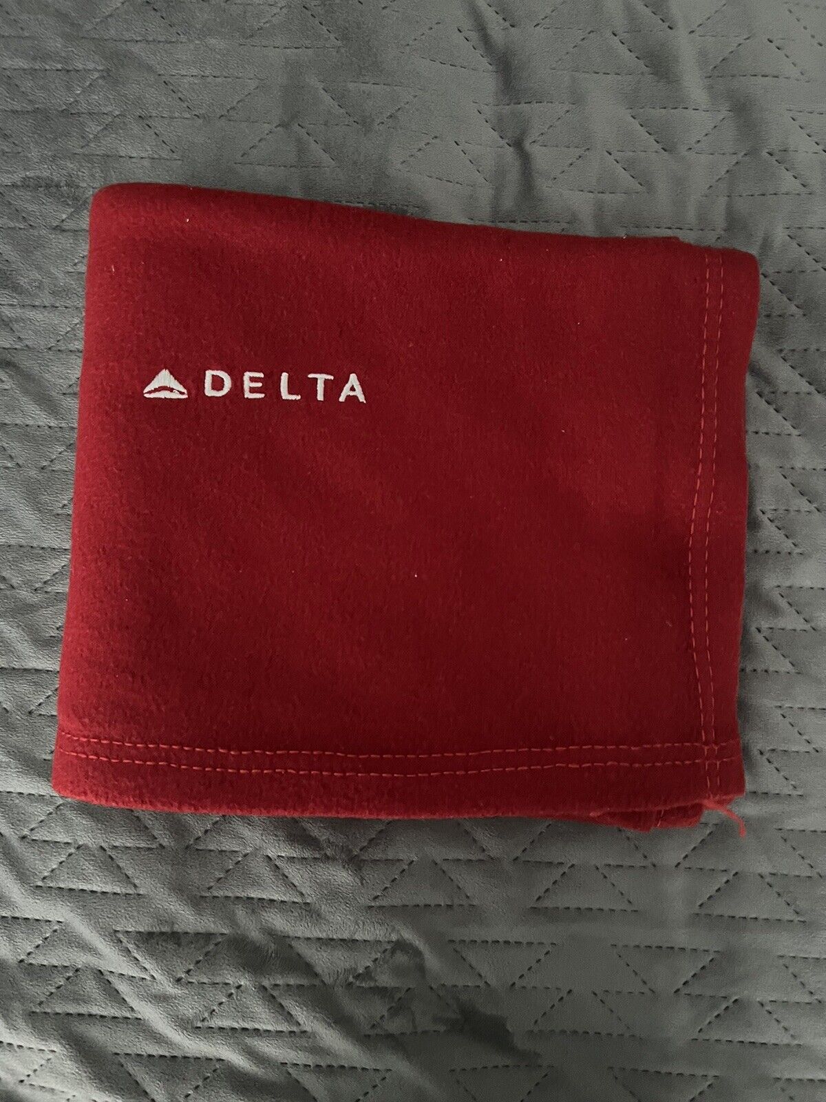 Delta Airlines Embroidered Logo Red Lap In Flight Blanket Approximately 45”x 56”