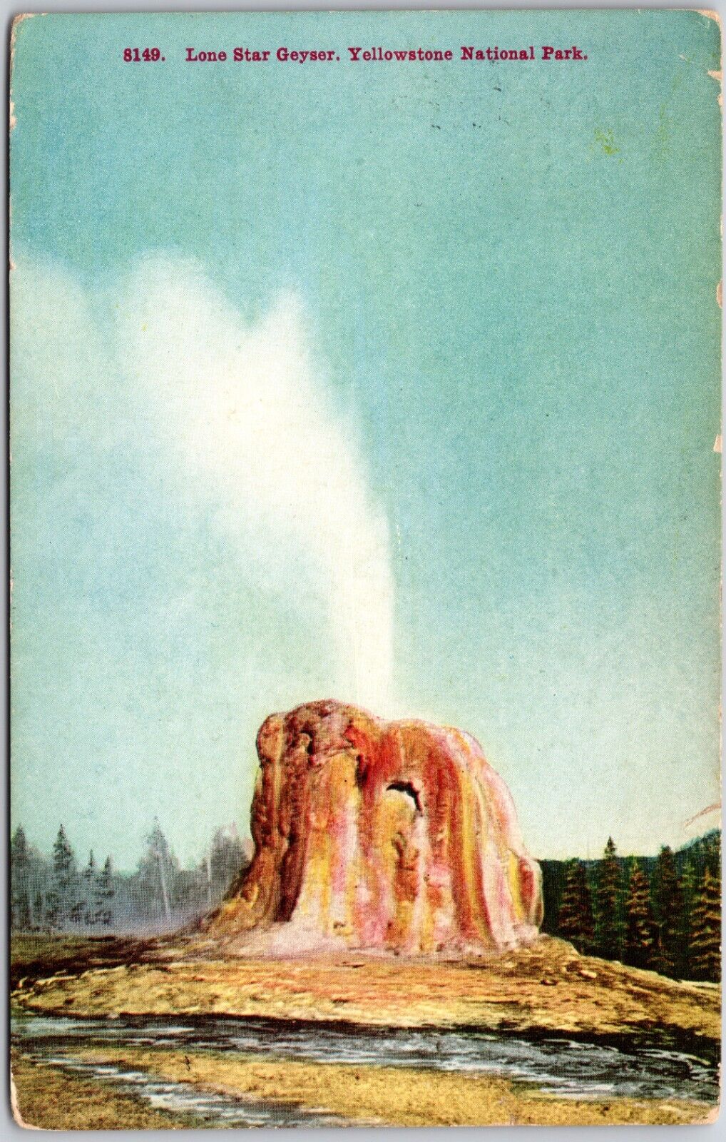 Yellowstone National Park Montana Lone Star Geyser DB Postcard 1916