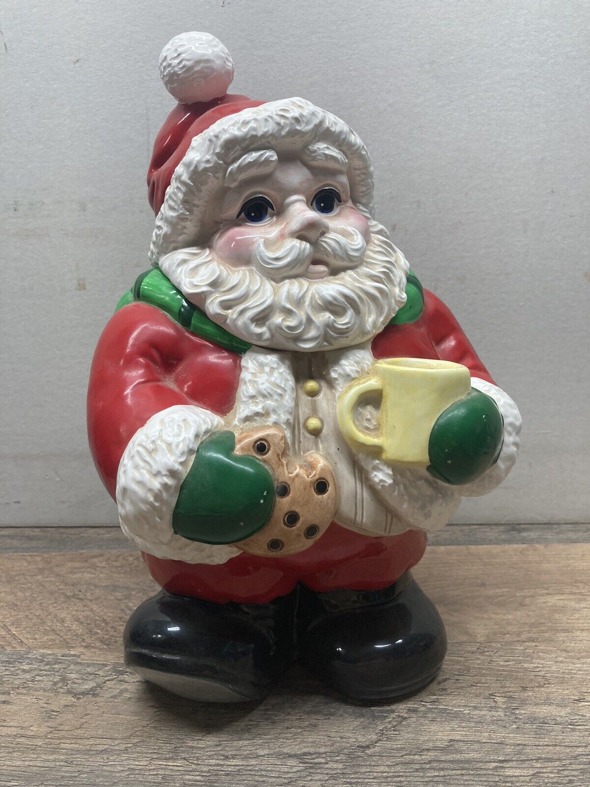 Vintage Christmas Santa Claus Cookie Jar Ceramic *REPAIRED *