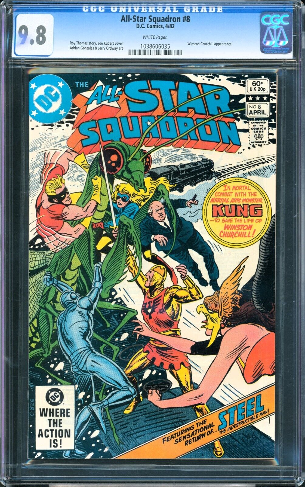 All-Star Squadron #8 CGC 9.8 White Pages (1982)- Winston Churchill app