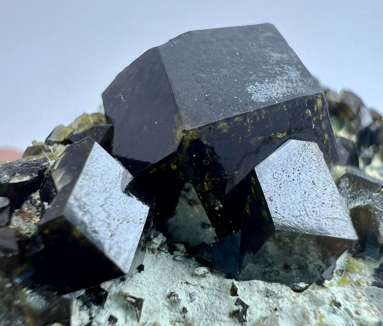 93 GM Top Andradite Garnet Combined With Vesuvianite Crystals Bunch On Mat. PAK