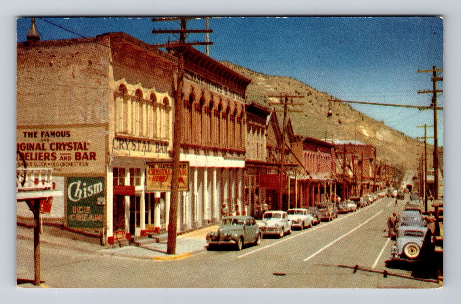 Virginia City NV-Nevada, Crystal Bar, Virginia Club, Rock Shop Vintage Postcard