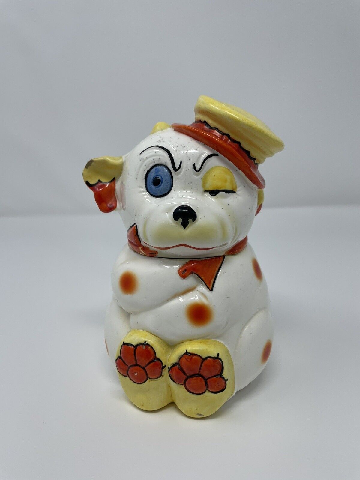 Vintage Bonzo the Dog Figurine Box,  Carnival Chalkware, Pre-owned 